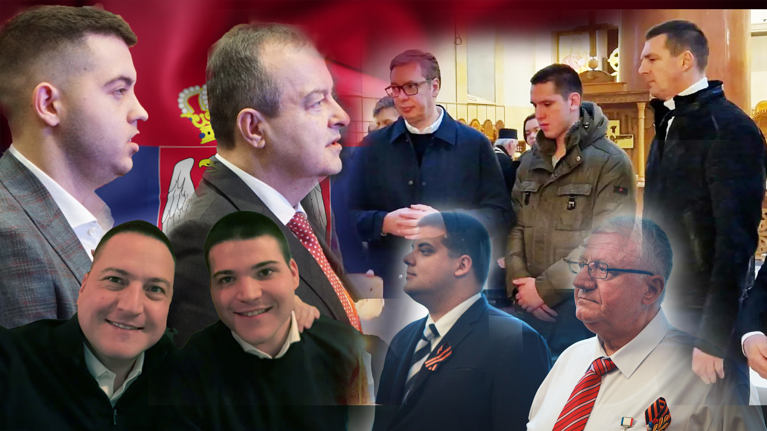 Aleksandar i Andrej Vučić , Ivca Dačić i sin Luka, Branko Ružić i sin Milutin, Vojislav i Aleksandar Šešel, andrej