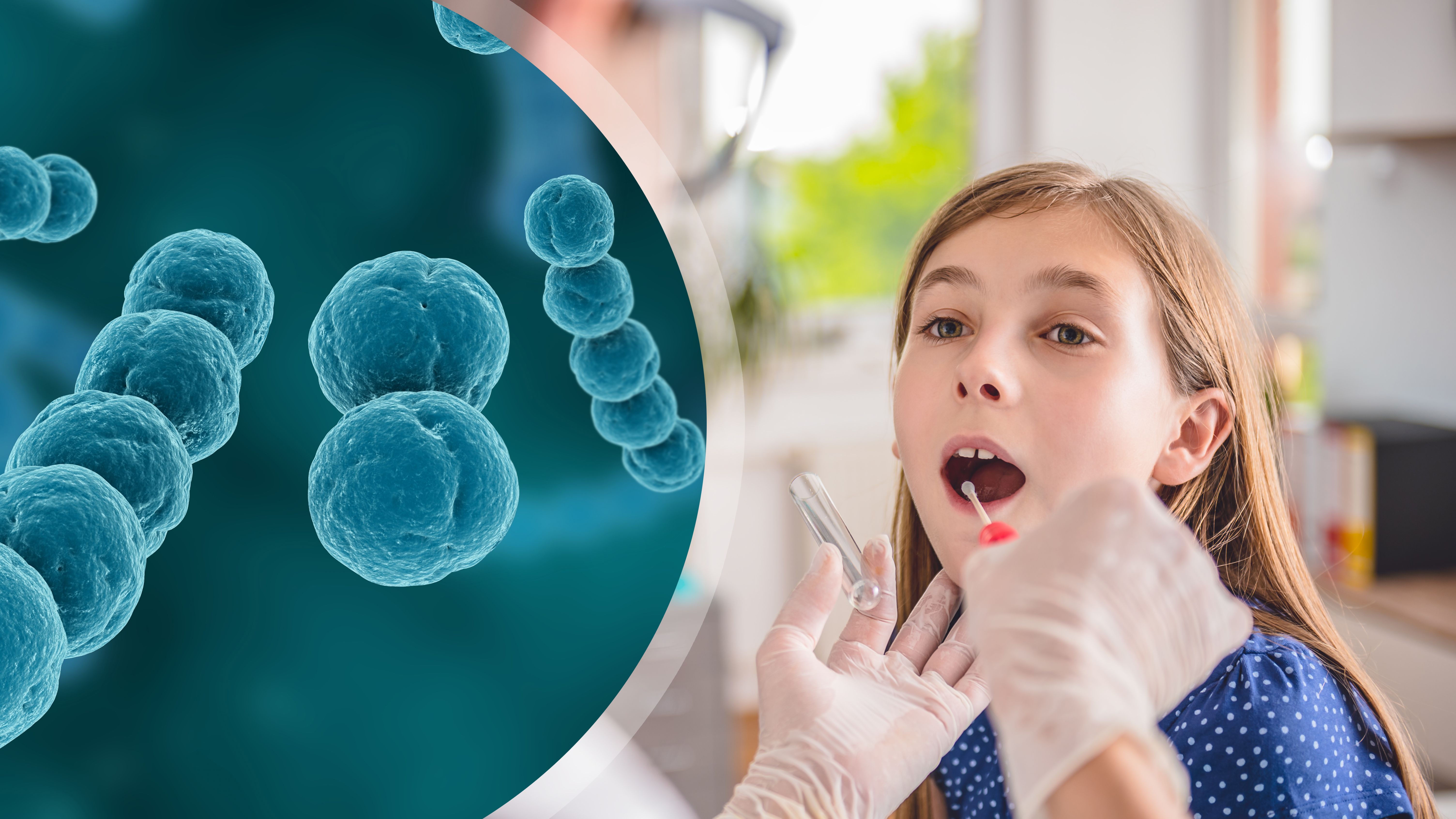 Female pediatrician using a swab to take a sample from a patient's throat