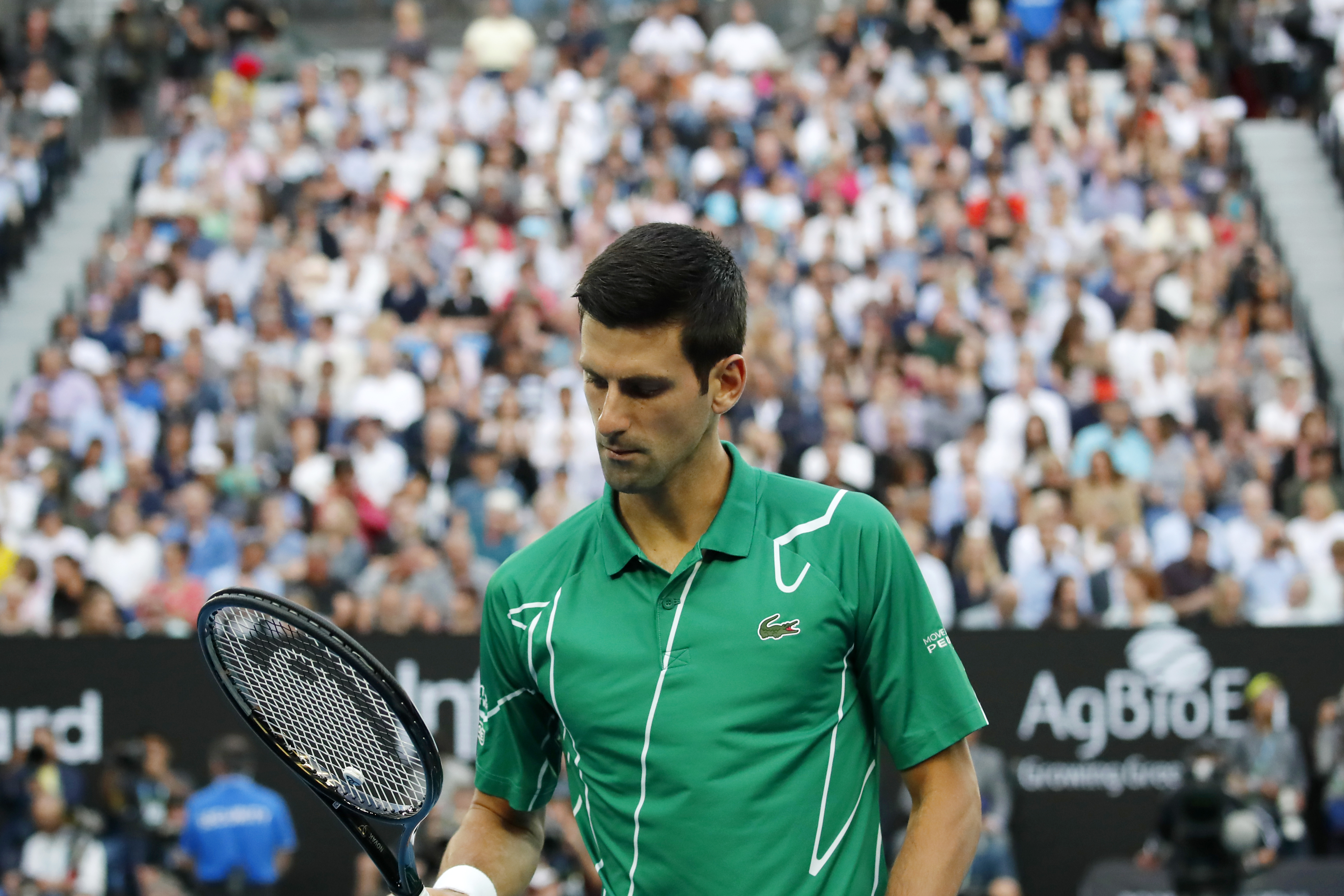 epa08186876 Novak Djokovic of Serbia arrives for his men's singles final match against Dominic Thiem of Austria at the Australian Open Grand Slam tennis tournament in Melbourne, Australia, 02 February 2020. EPA-EFE/FRANCIS MALASIG