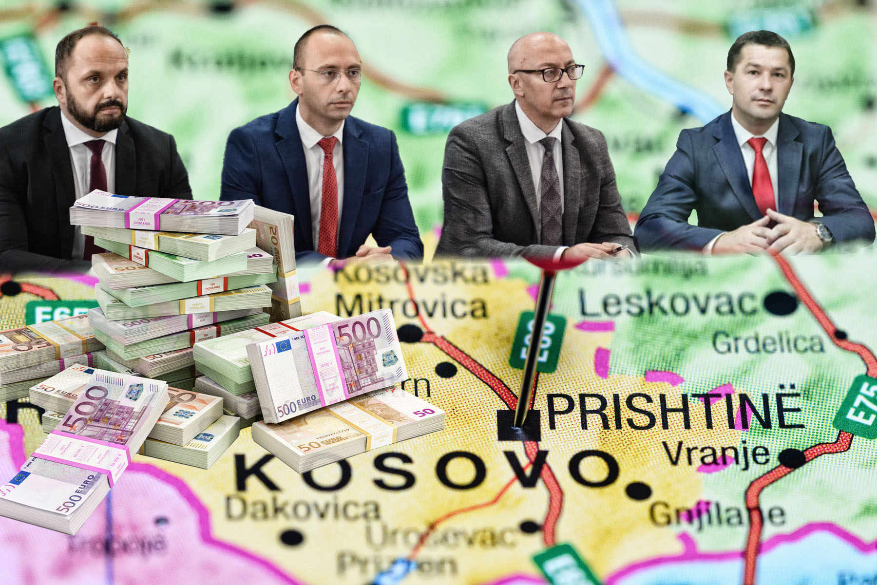 Pristina pinned on a map of Kosovo