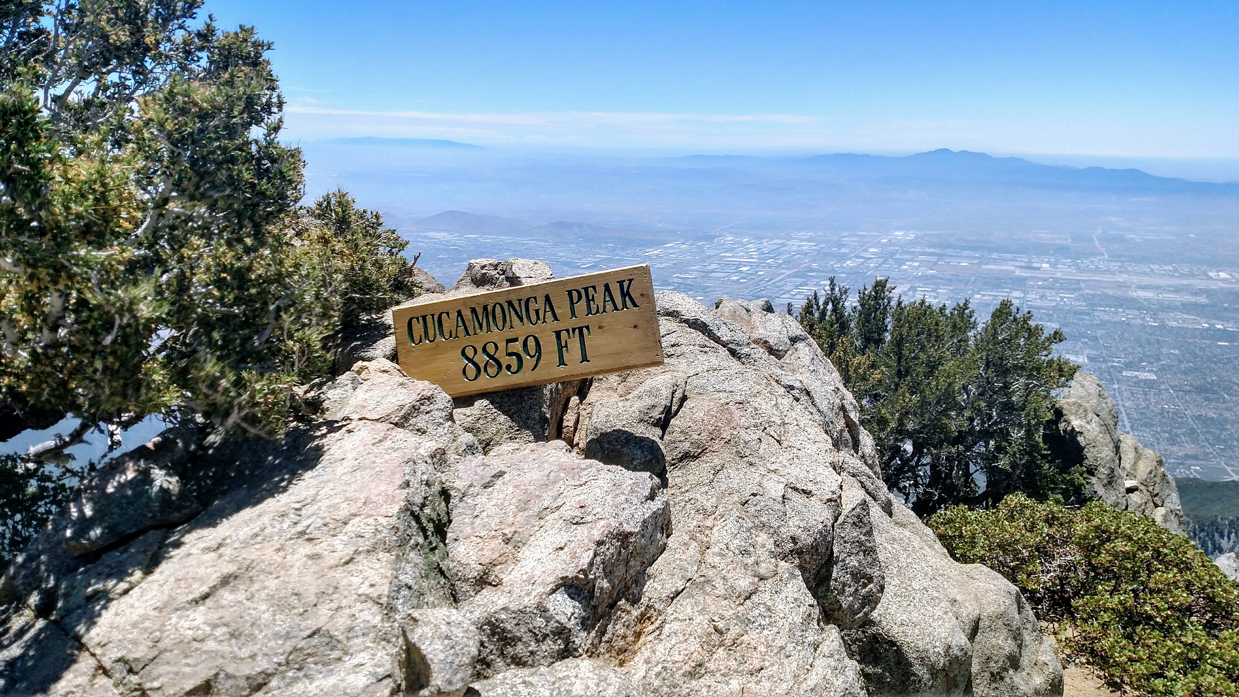 Wood sign on Cucamonga Peak