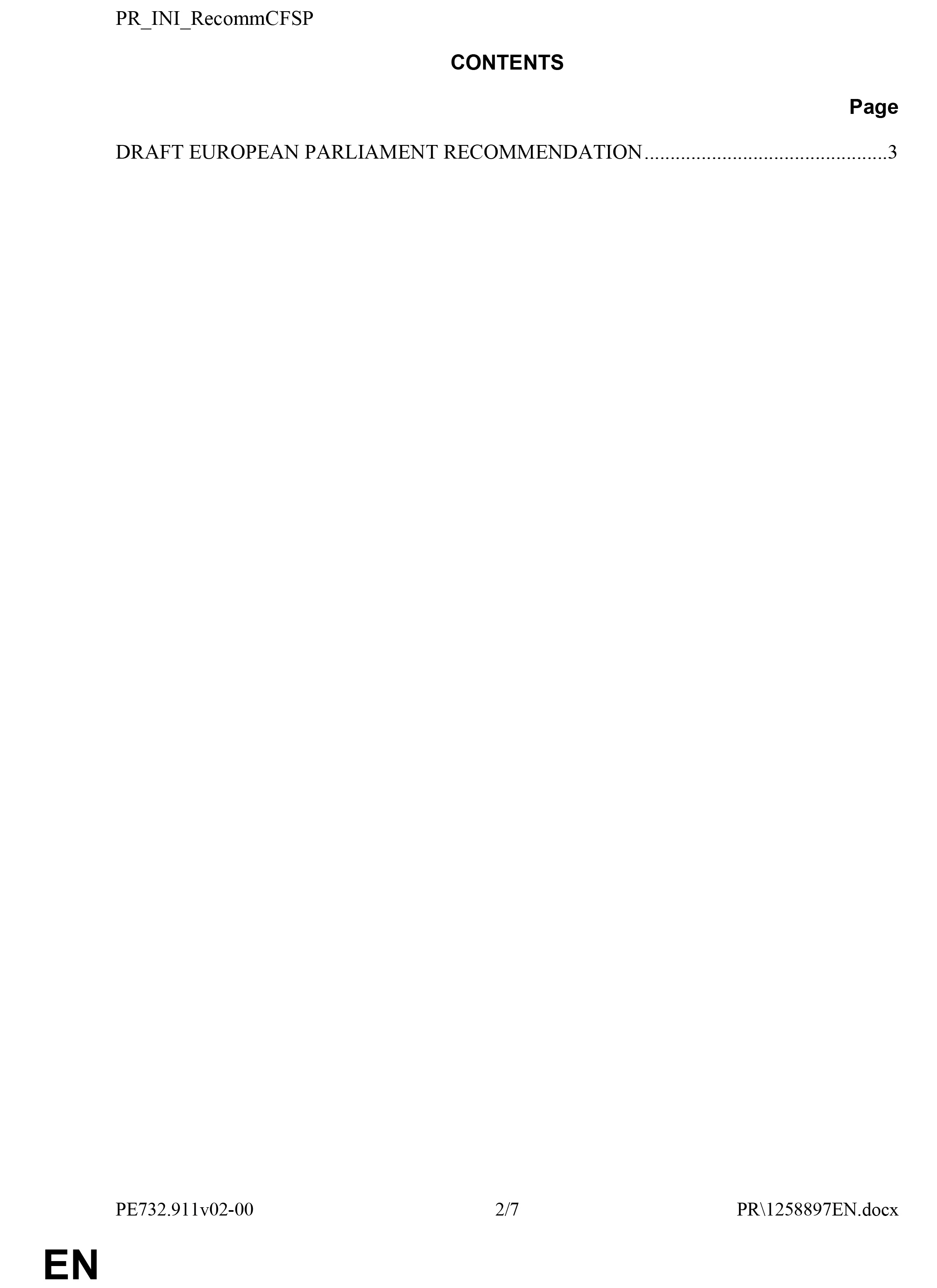 Evropski parlament, Dokument