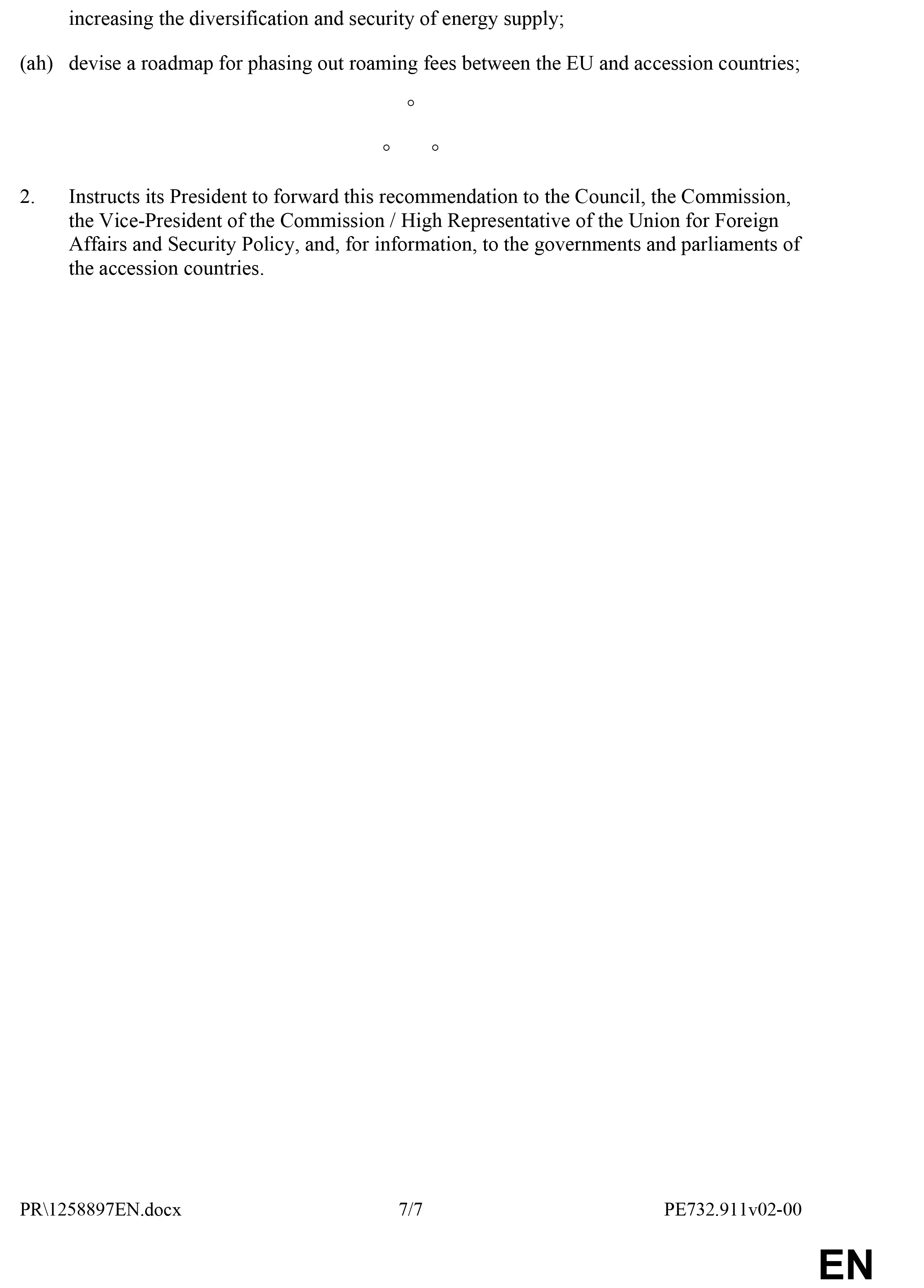 Evropski parlament, Dokument