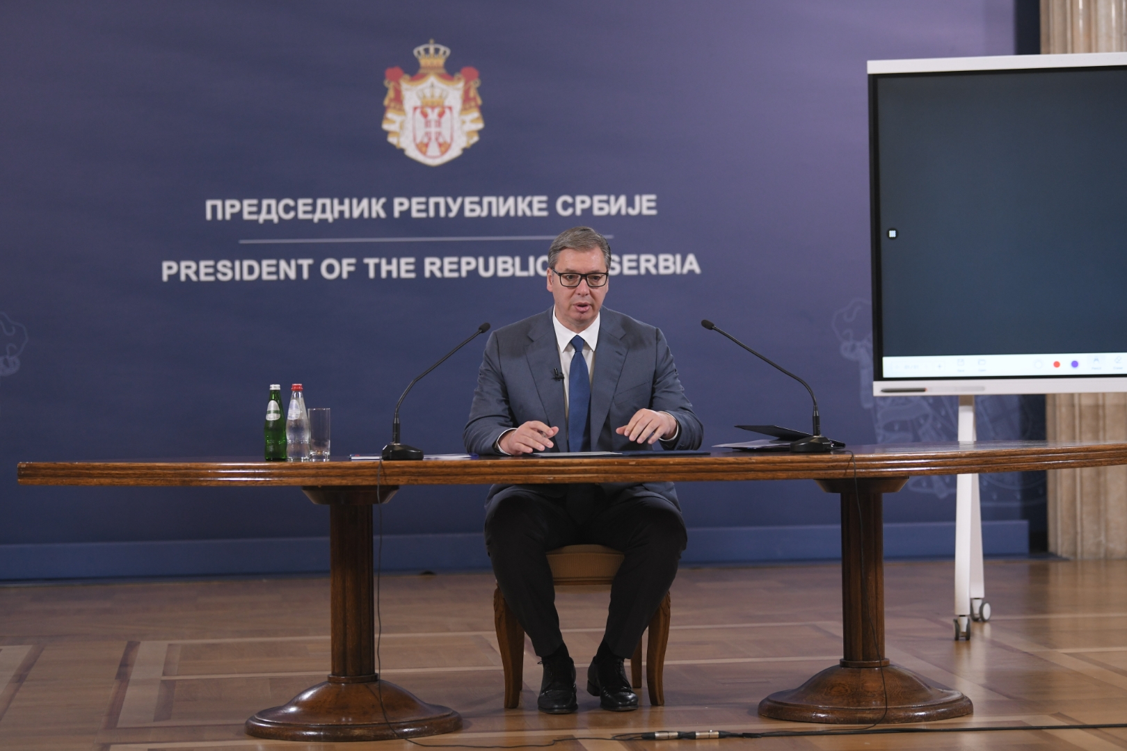Beograd 27. avgust 2022. Predsednik Srbije obraca se javnosti povodom izbora mandatara u Predsednistvu Srbije Foto:Dragan Mujan/Nova.rs