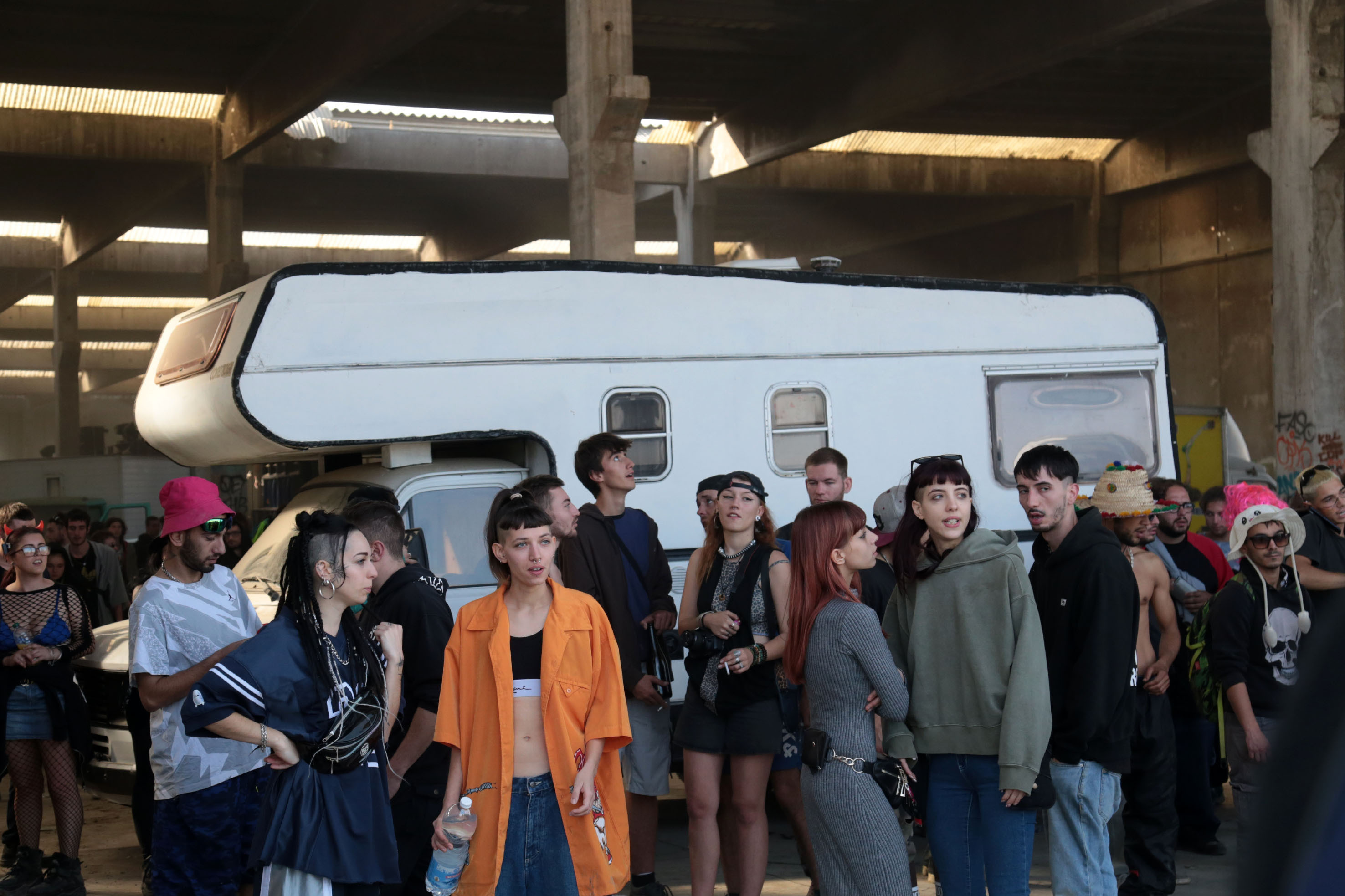 End of the Rave party with thousands of People, Modena, Italy - 31 Oct 2022