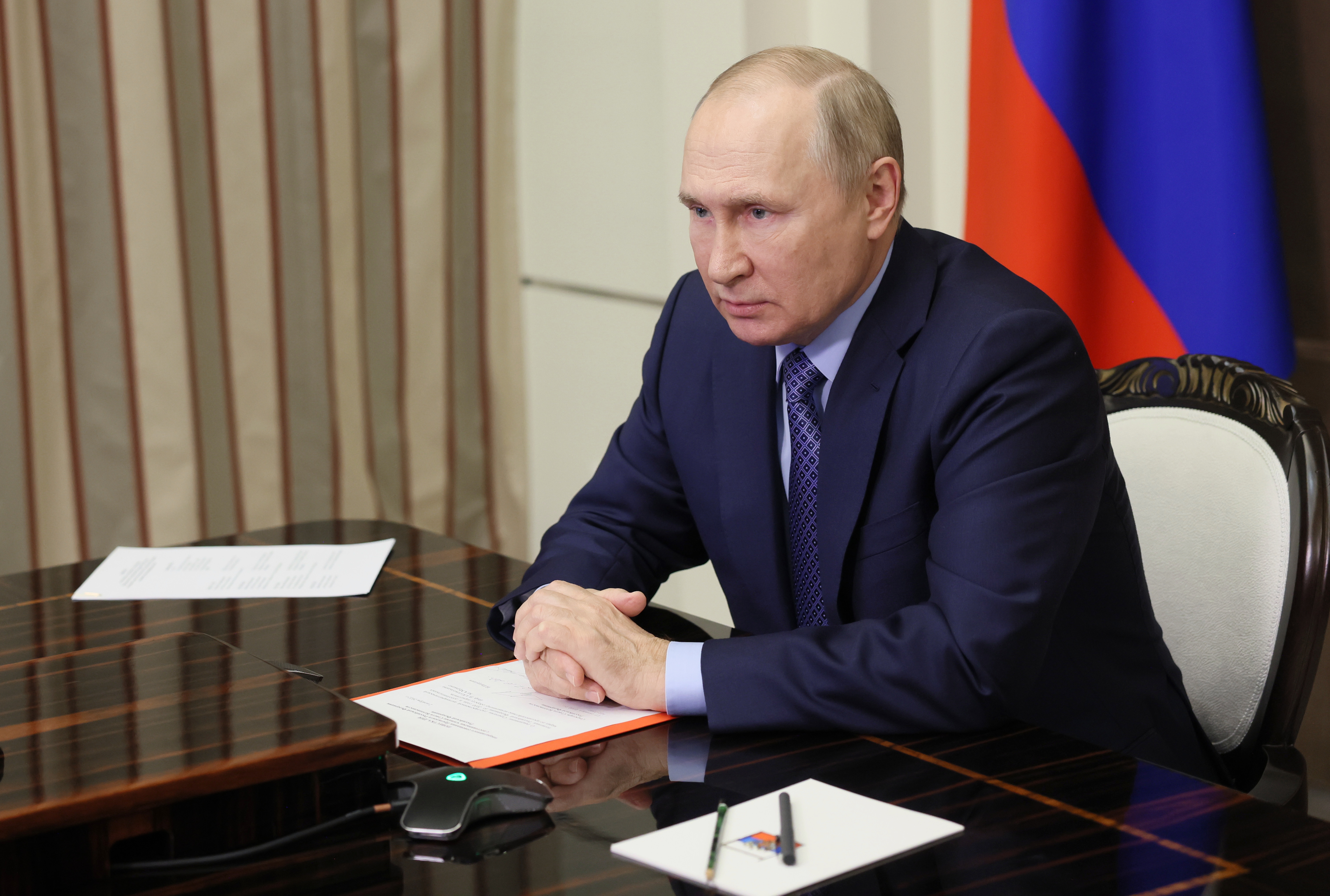 Russian President Putin chairs a meeting with the permanent members of the Russia's Security Council