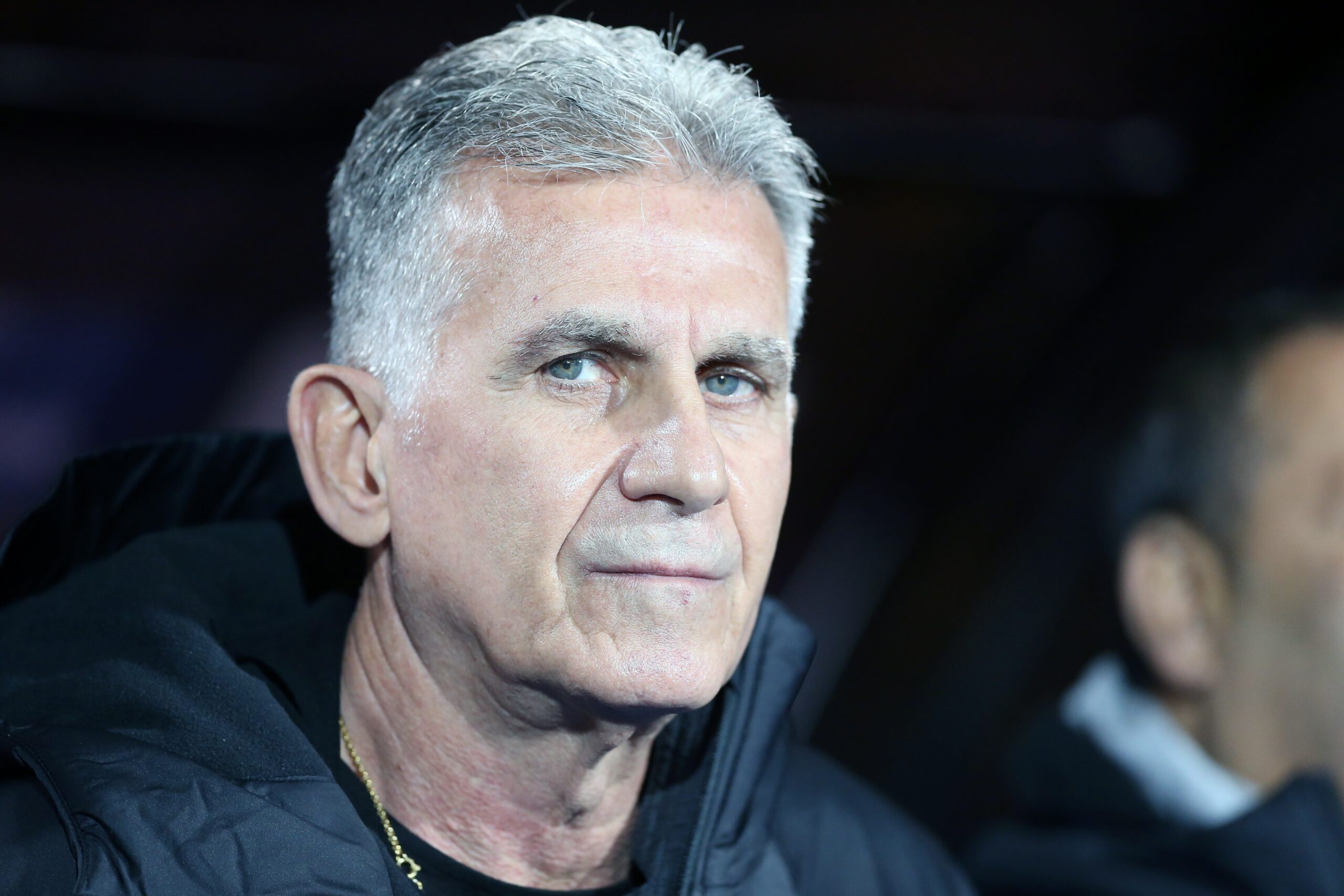 epa09850077 Egypt's head coach Carlos Queiroz reacts before the FIFA Qatar 2022 World Cup Africa qualifiers match between Egypt and Senegal at the International Cairo stadium in Cairo, Egypt, 25 March 2022.  EPA-EFE/KHALED ELFIQI