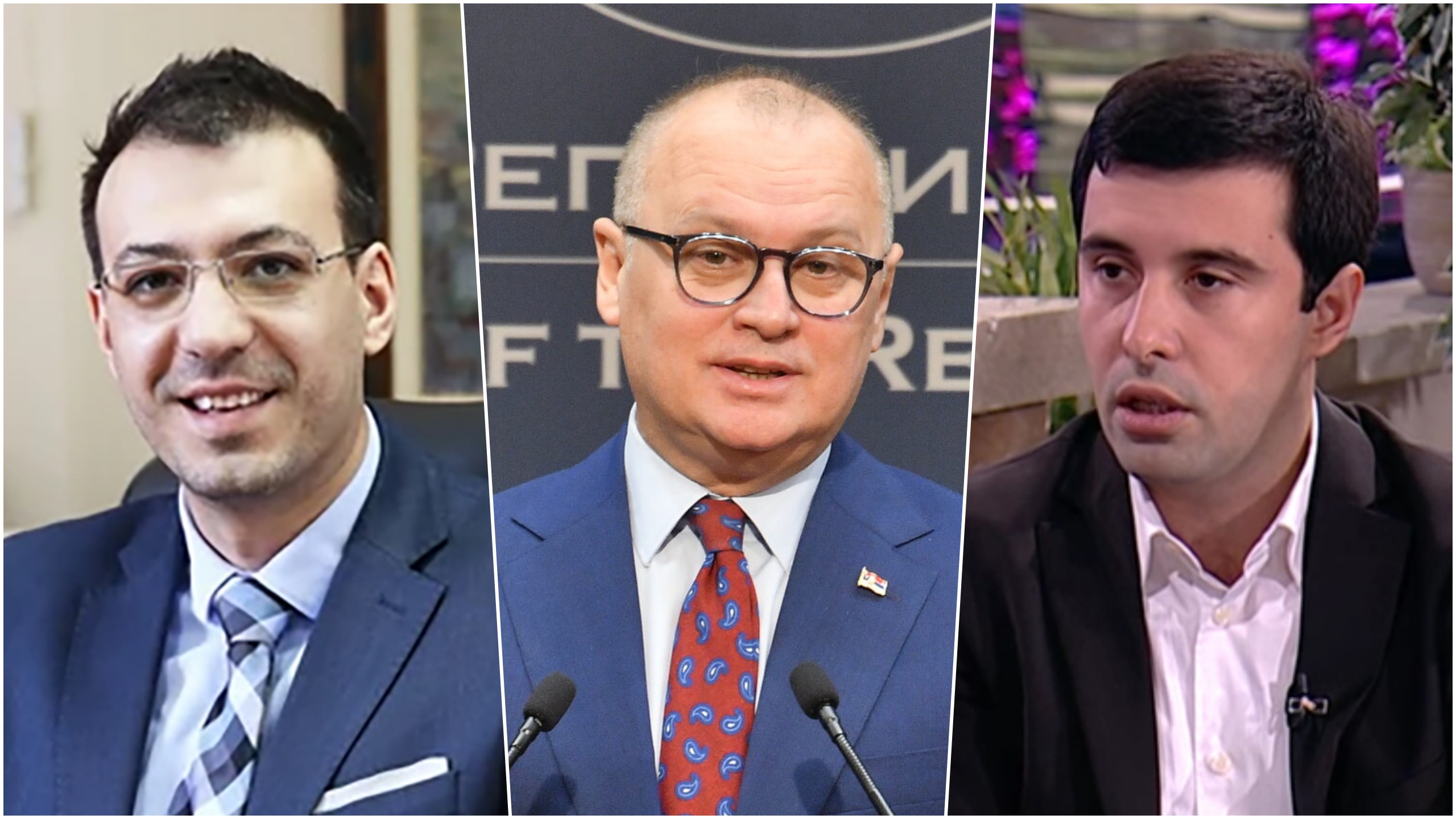 Nikola Kovačević, Goran Vesić, Nemanja Stajić, kombo Foto: Goran Srdanov/TANJUG/MGSINIK/DELHANIDIS/Printscreen/Tv Pink