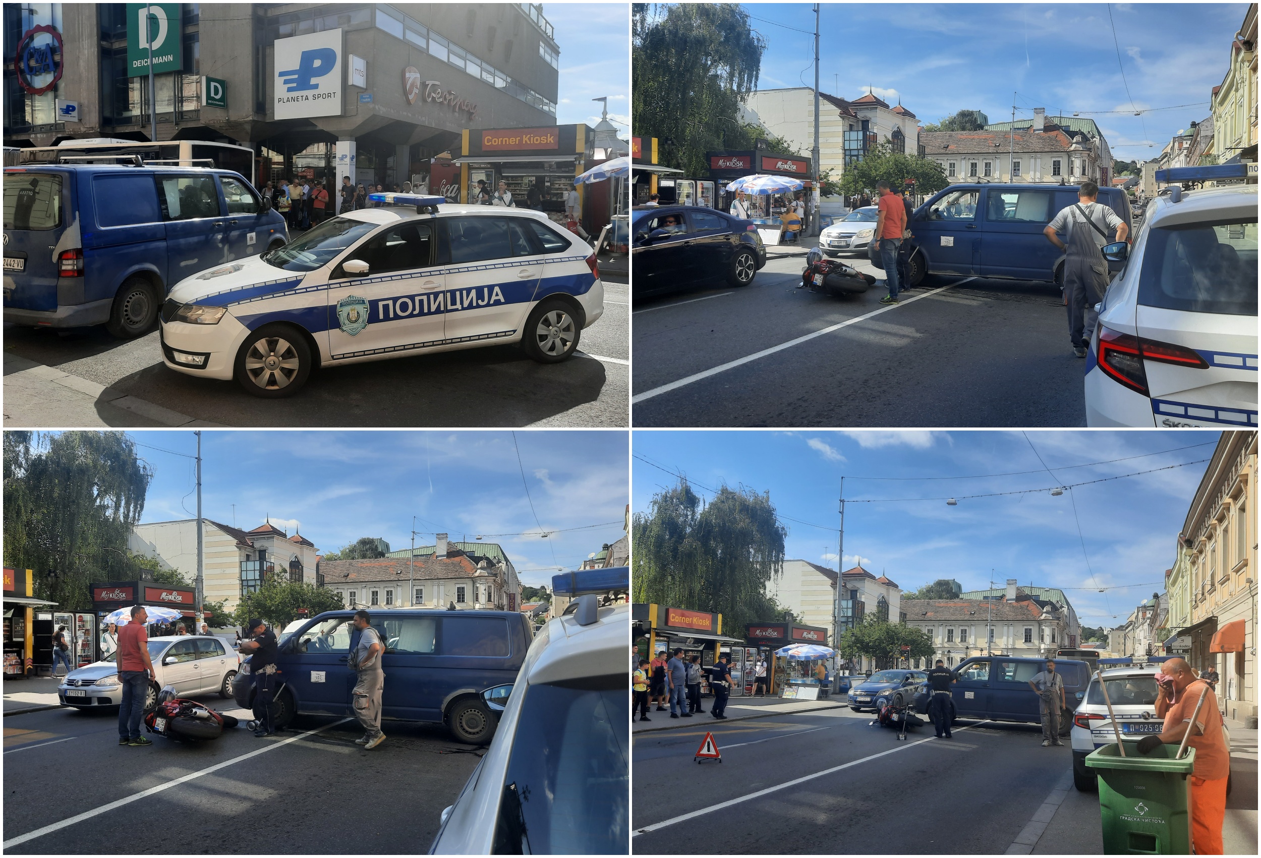 Glavna ulica, Zemun...kombi ocigledno udario motor, zastoj, guzva...uvidjaj