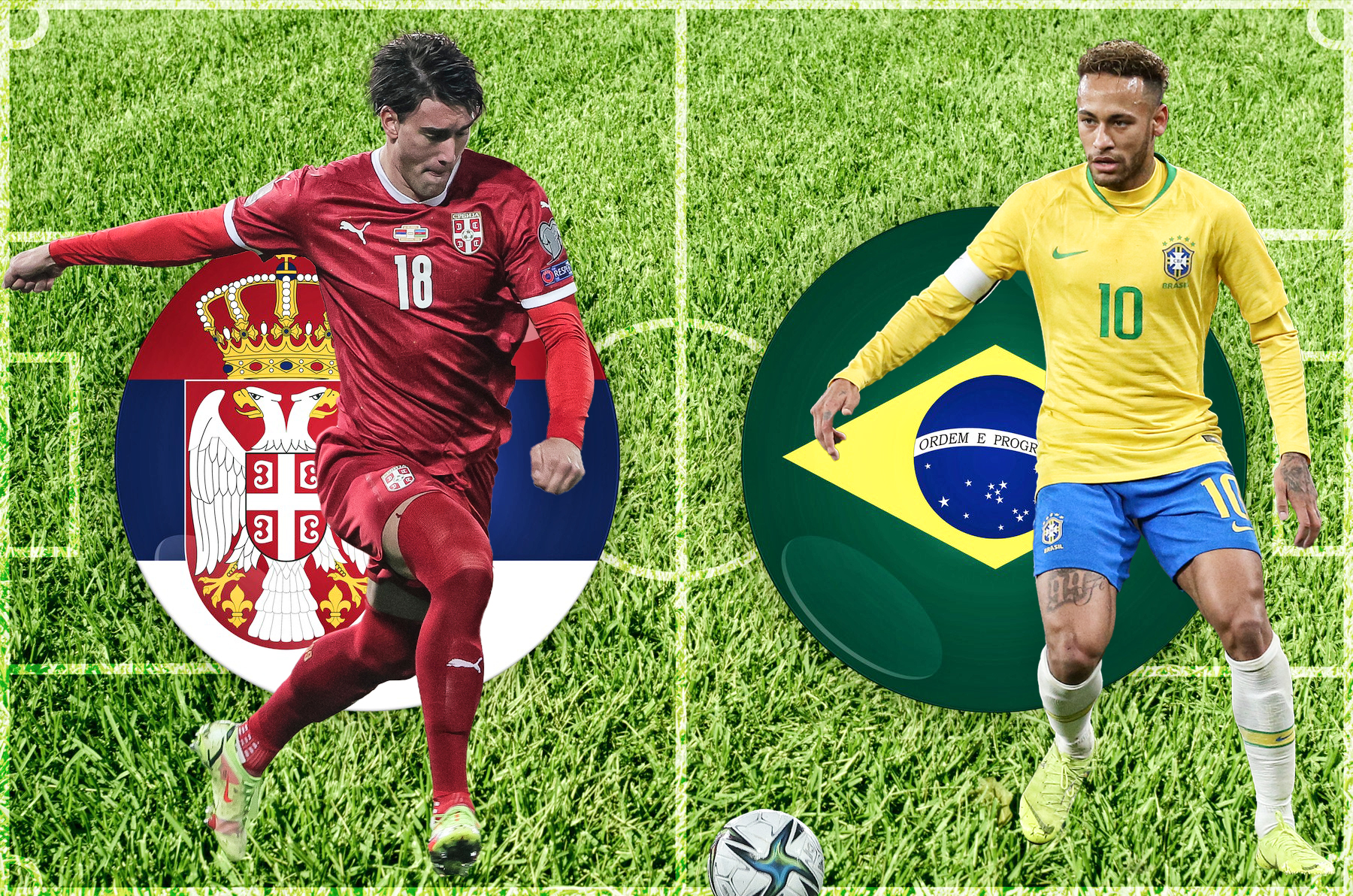 Illustration for Football match Serbia vs Brazil,Image: 365549320, License: Royalty-free, Restrictions: , Model Release: no, Credit line: Ruslan Olinchuk / Panthermedia / Profimedia