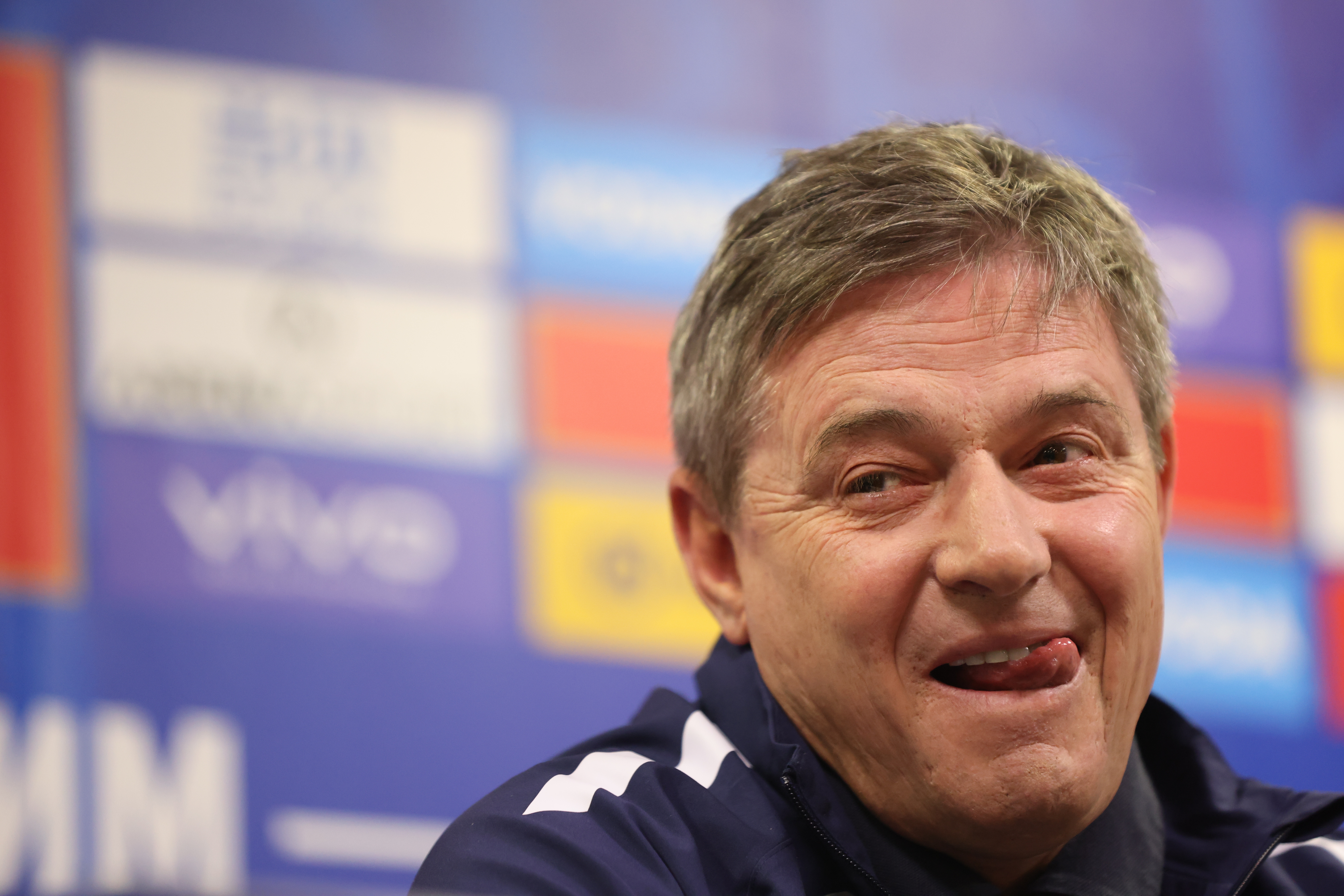 epa10305220 Serbia head coach Dragan Stojkovic gives a press conference after the Serbia squad announcement ahead of the FIFA World Cup Qatar 2022 at the Serbia team headquarters in Stara Pazova, Serbia, 14 November 2022.  EPA-EFE/ANDREJ CUKIC