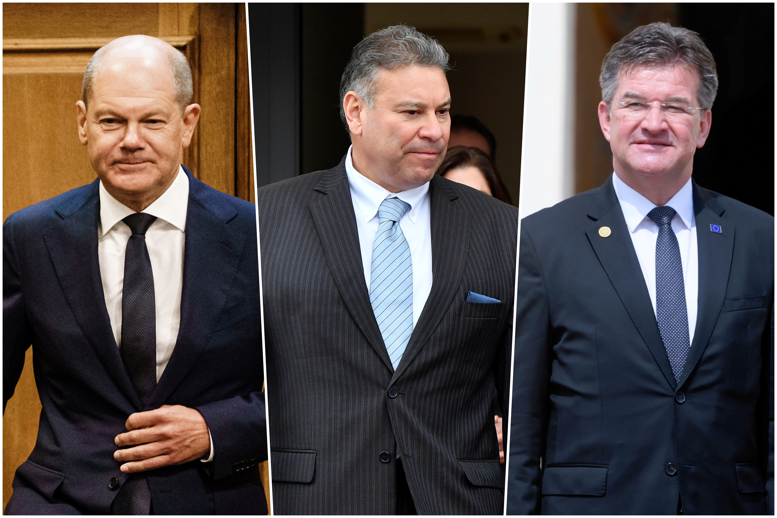 Olaf Šolc, Gabrijel Eskobar i Miroslav Lajčak, kombo Foto: EPA-EFE/CLEMENS BILAN/GEORGI LICOVSKI/JAKUB KACZMARCZYK