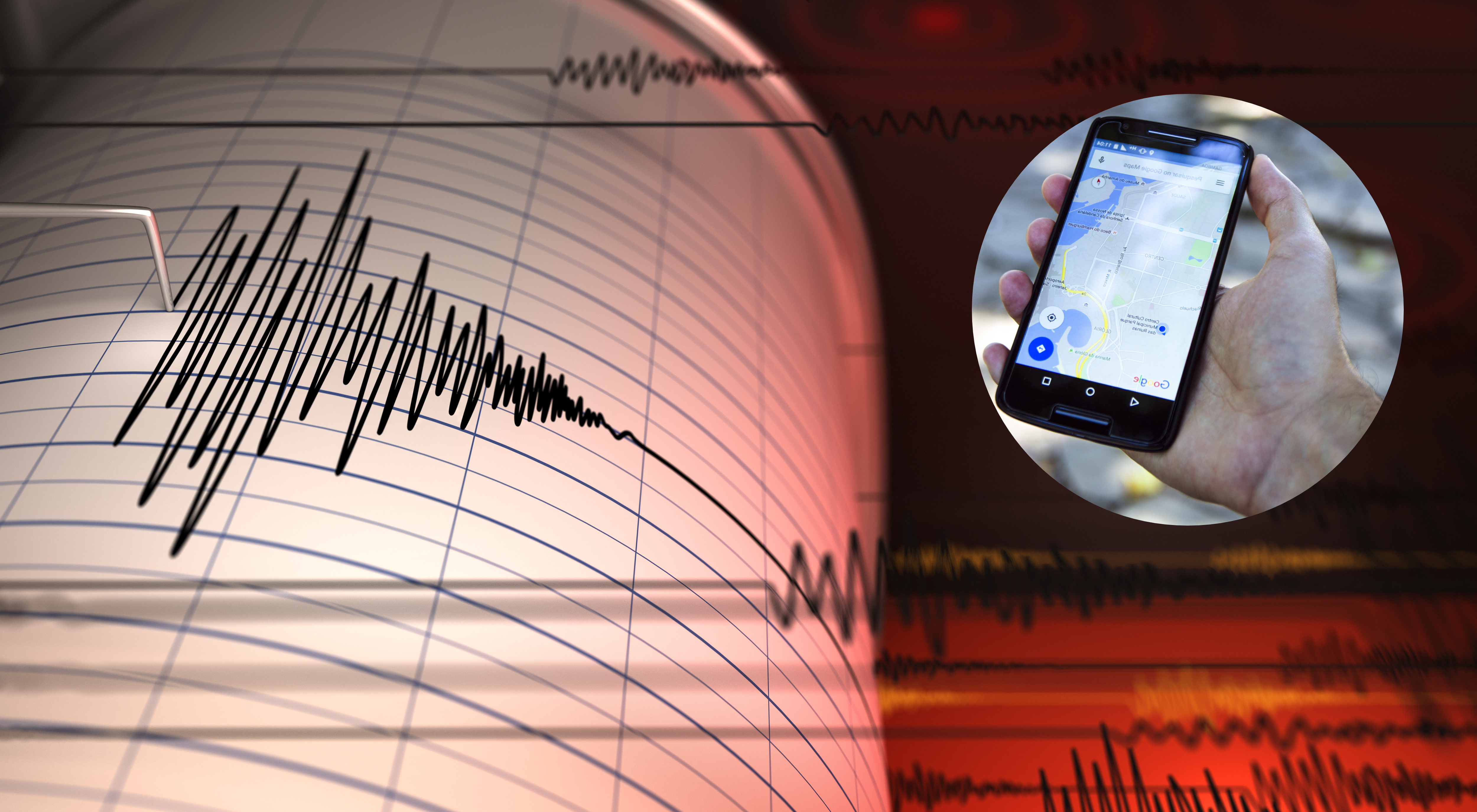 Seismograph and Earthquake - 3D Rendering zemljotres upozorenje telefon