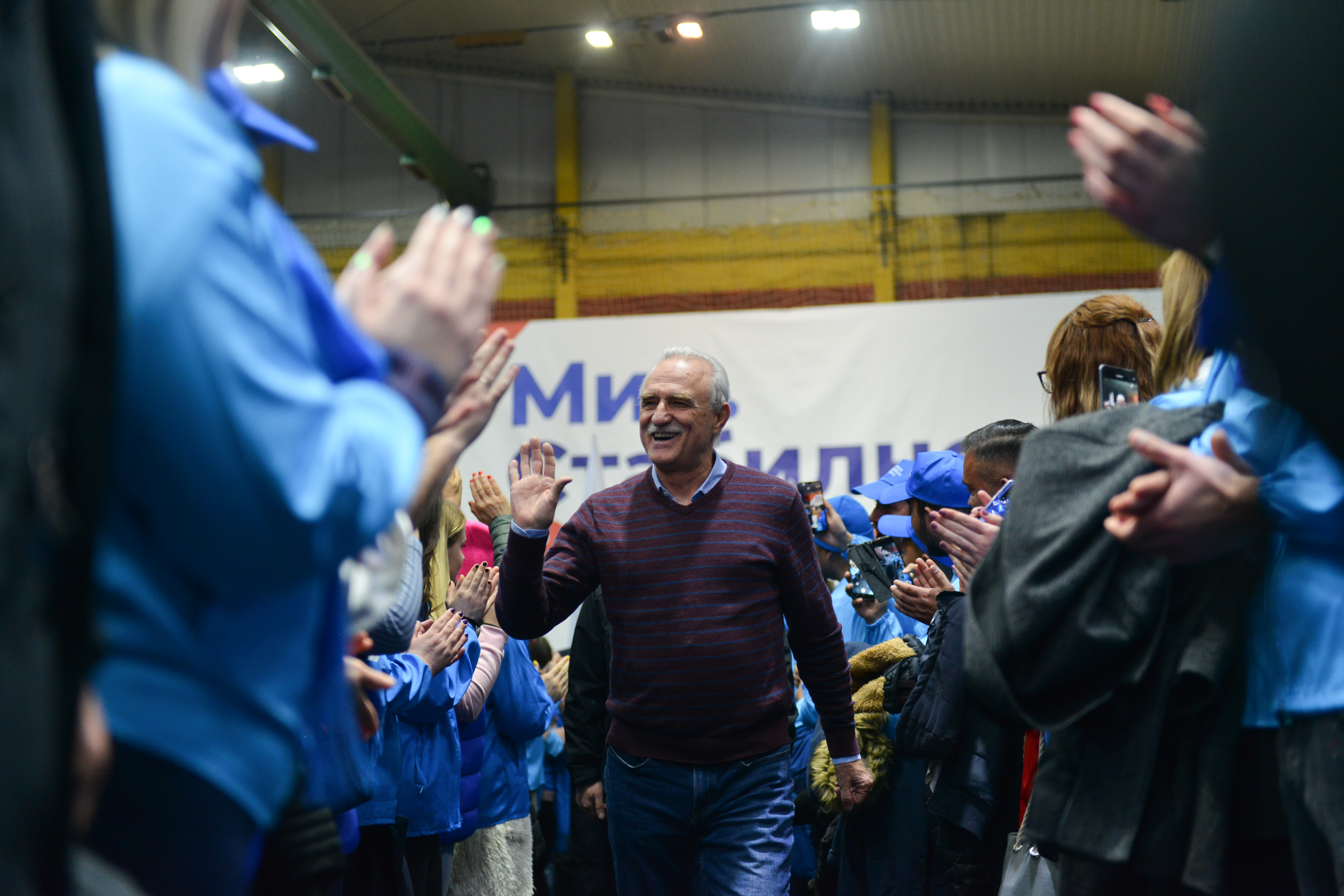 Leskovac, 7. marta 2022 - Srpska napredna stranka odrzala predizborni skup na kojem je govorio predsednik SNS Aleksandar Vucic. Na fotografiji Lazar Ristovski.  FOTO TANJUG/ STRAHINJA ACIMOVIC/bs