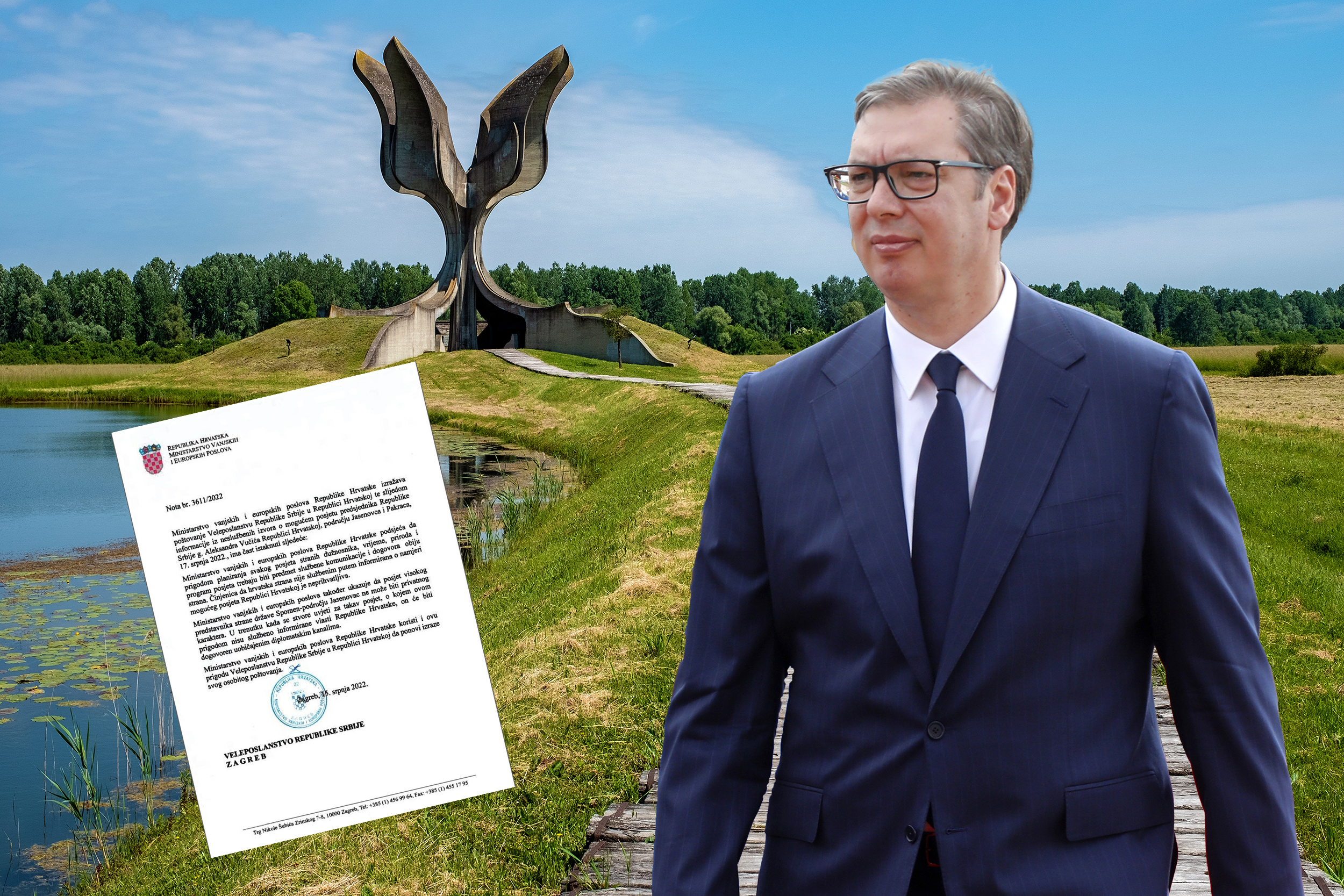 Aleksandar Vucic, Jasenovac Memorial Site, Croatia - June 2, 2021: beautiful Flower Memorial at the site of the WWII concentration camp