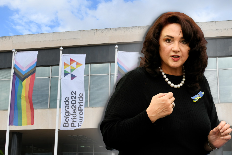 Helena Dali, Europrajd, Europride, kombo
Beograd 12. septembar 2022. LGBT, Euro prajd, otvaranje nedelje Europrajd, podizanje zastave Foto:Vesna Lalić/Nova.rs