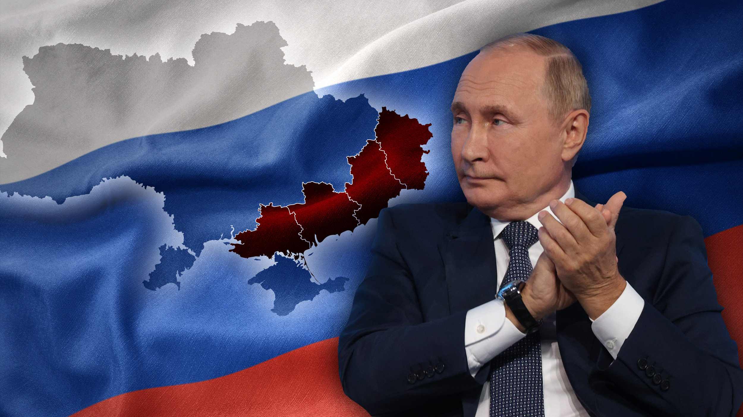 Putin, Donjeck, Lugansk, Zaporožje, Herson, Mapa