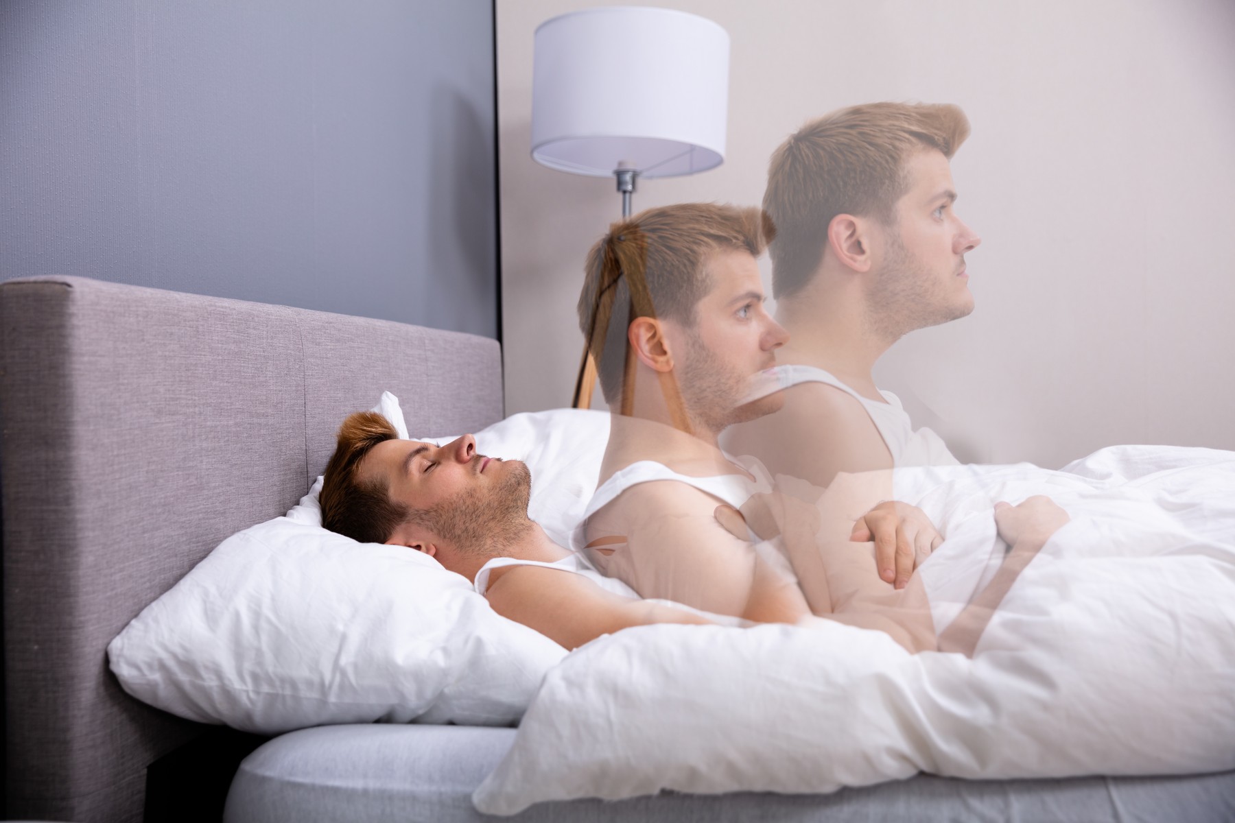 Soul Leaves Young Man Body While Sleeping In Bed,Image: 529010262, License: Royalty-free, Restrictions: , Model Release: yes, Credit line: Andriy Popov / Panthermedia / Profimedia