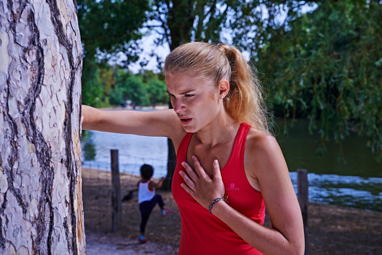 Woman with chest pain