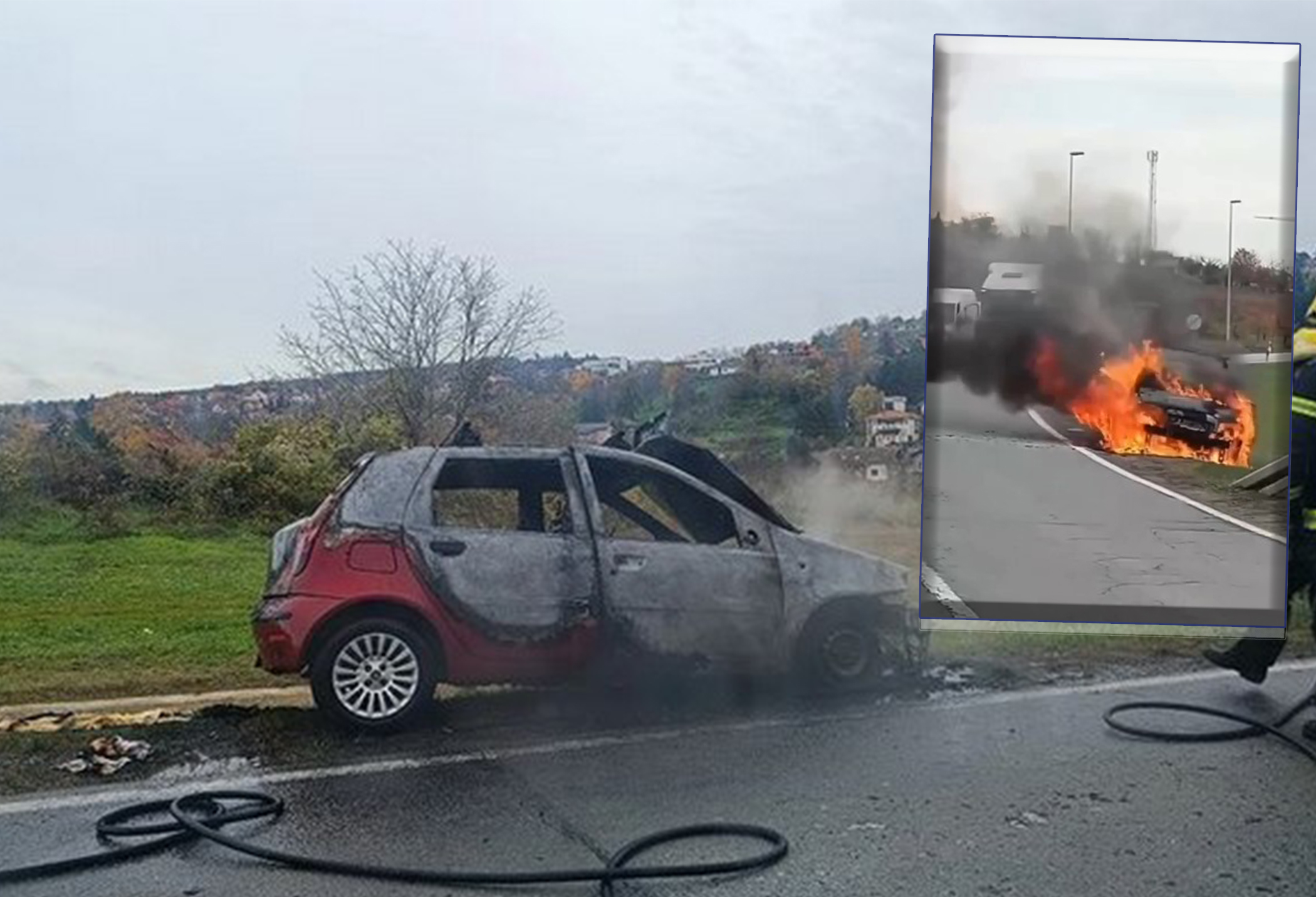 Izgoreo automobil u Sremskoj Kamenici
