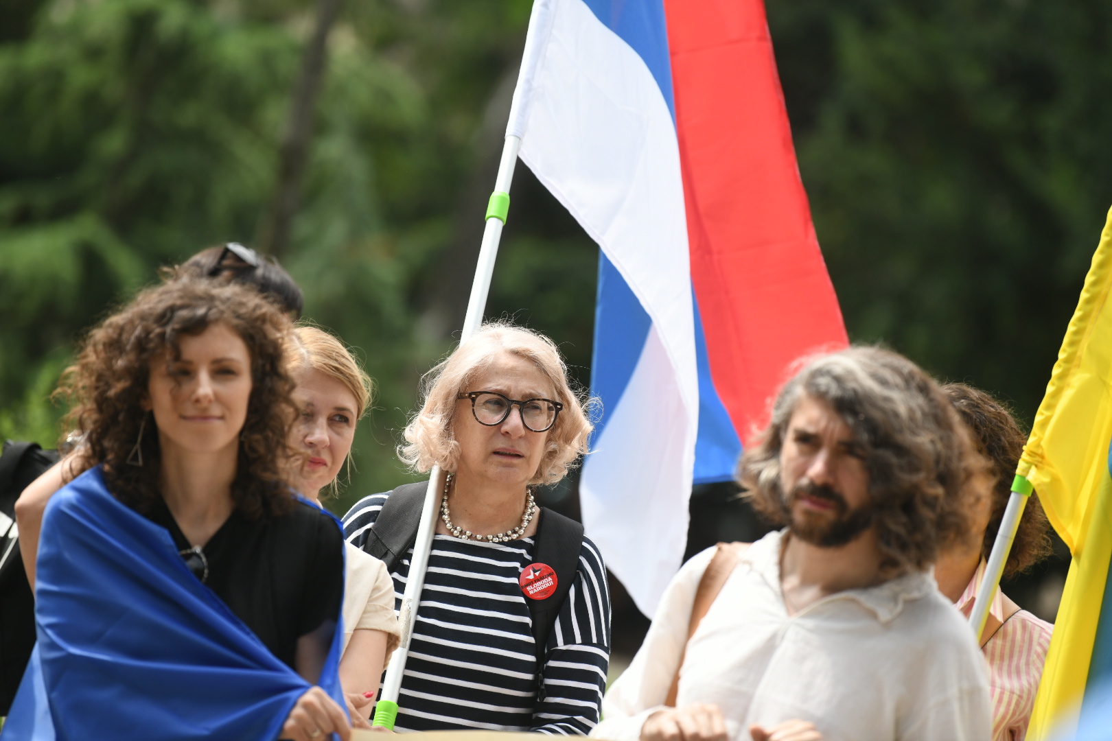 Beograd 06. jun 2022. Protest ispred Vlade Srbije, Udruženje "Rusi, Ukrajinci, Belorusi i Srbi zajedno protiv rata Foto:Vesna Lalić/Nova.rs