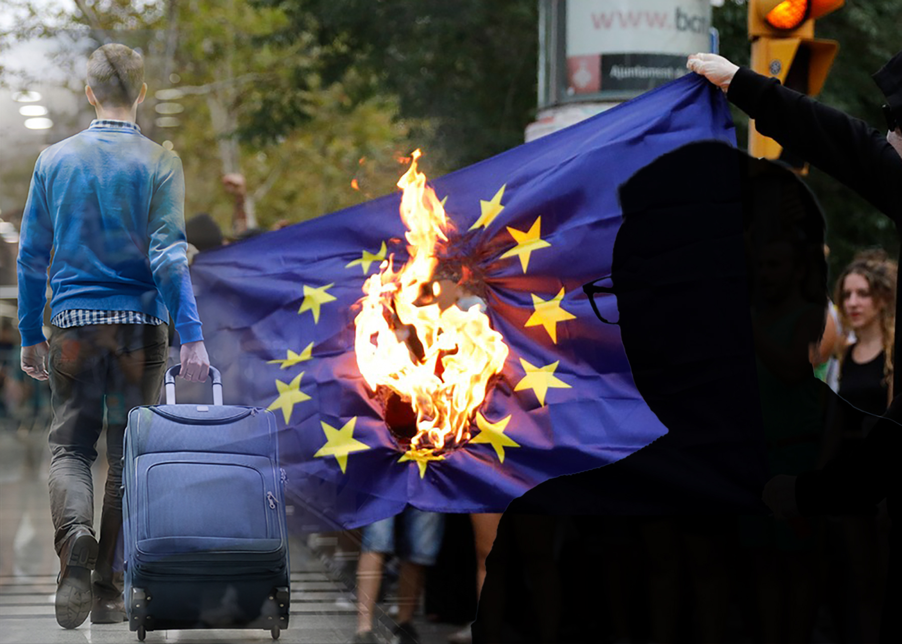 eu zastava u plamenu, vucic i mladi odlaze iz zemlje