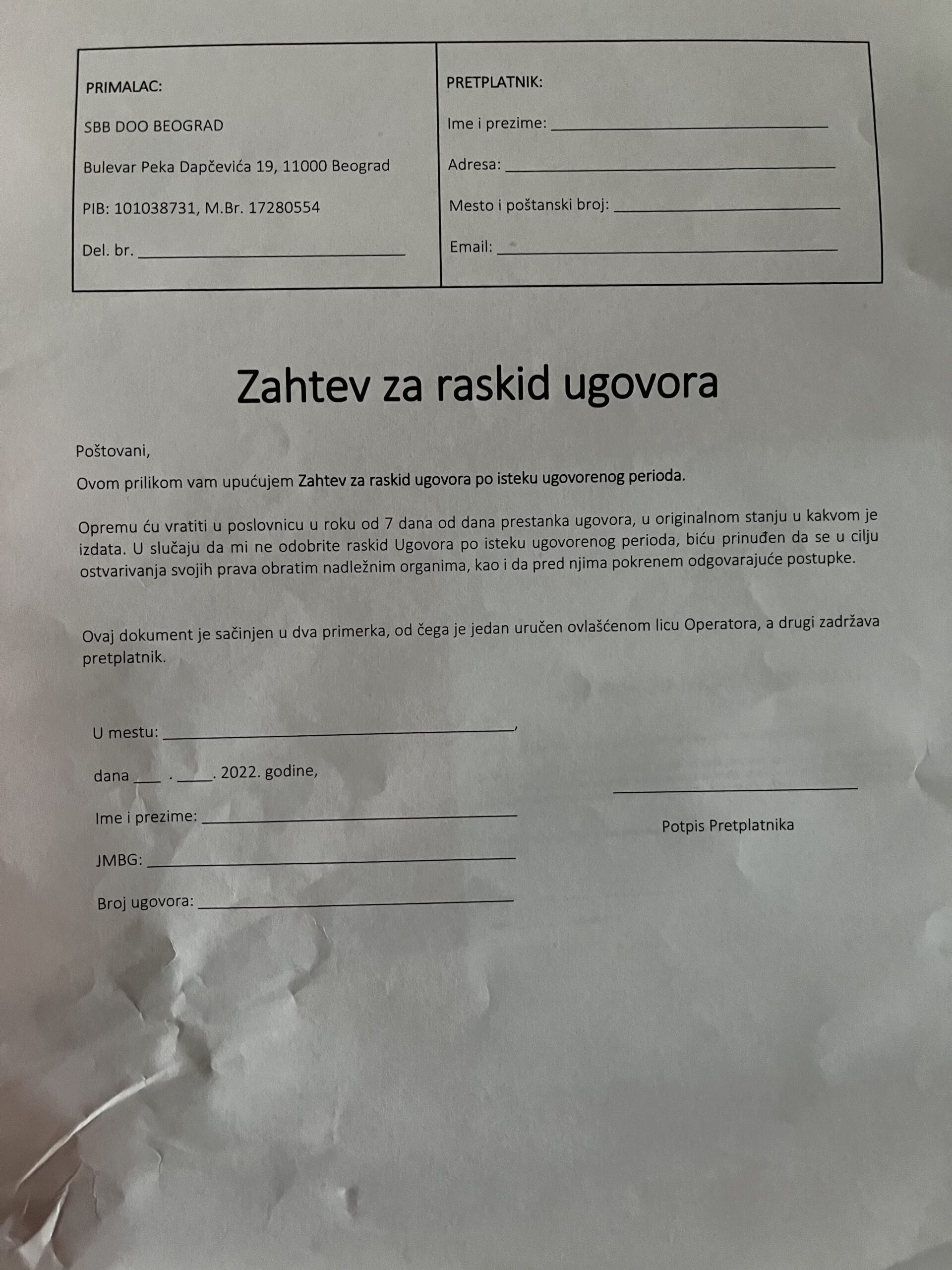 Raskid ugovora, SBB, Telekom, kampanja protiv SBB-a Foto: Čitateljka N1