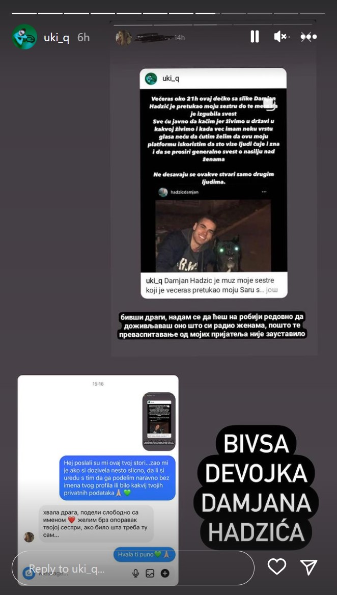 Una Kablar, sestra Sara, nasilje, Damjan Hadžić, bivsa devojka kombo