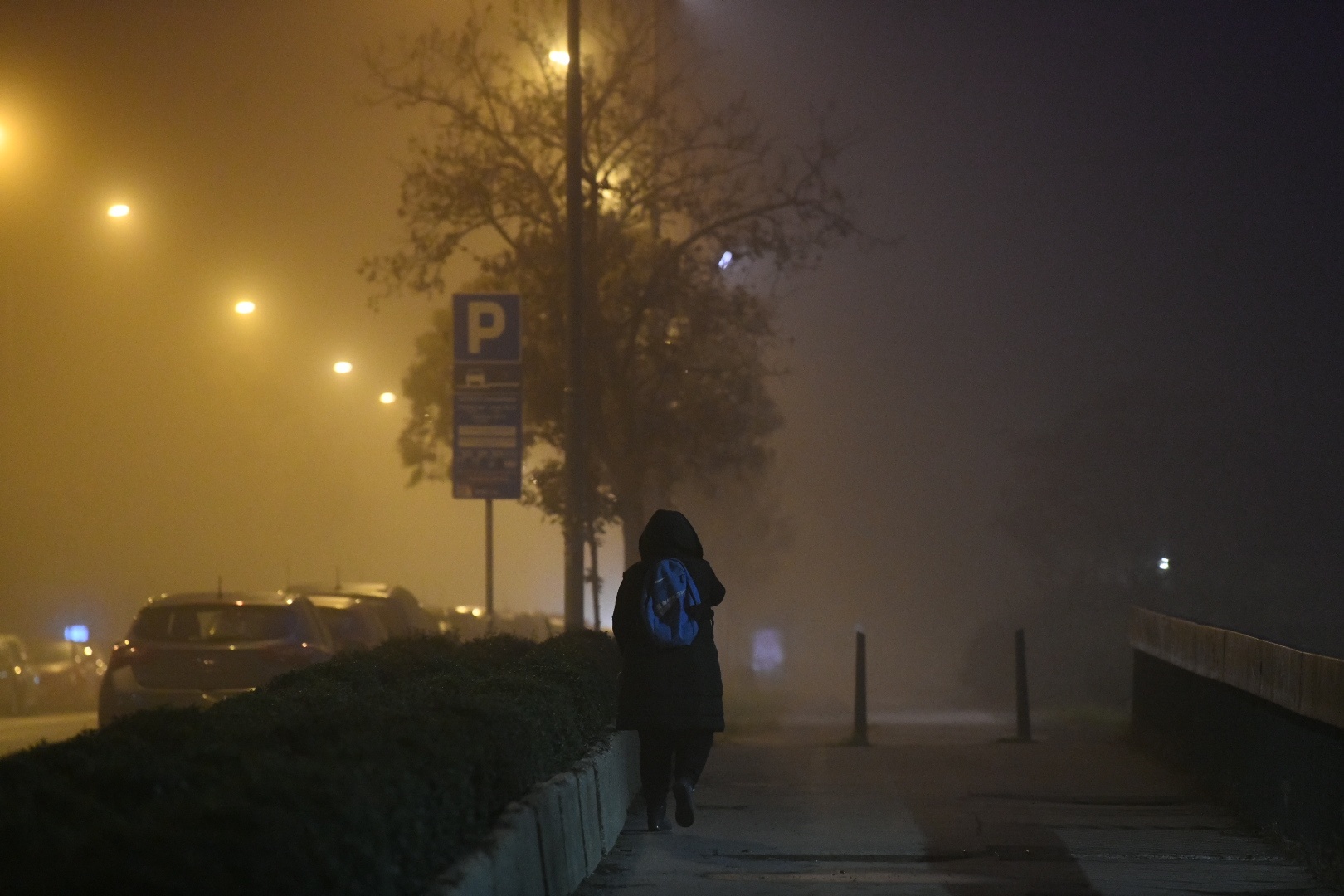 Beograd 31.10.2022. Zagadjenje, zagađenje, magla nocu, smanjena vidljivost, smog