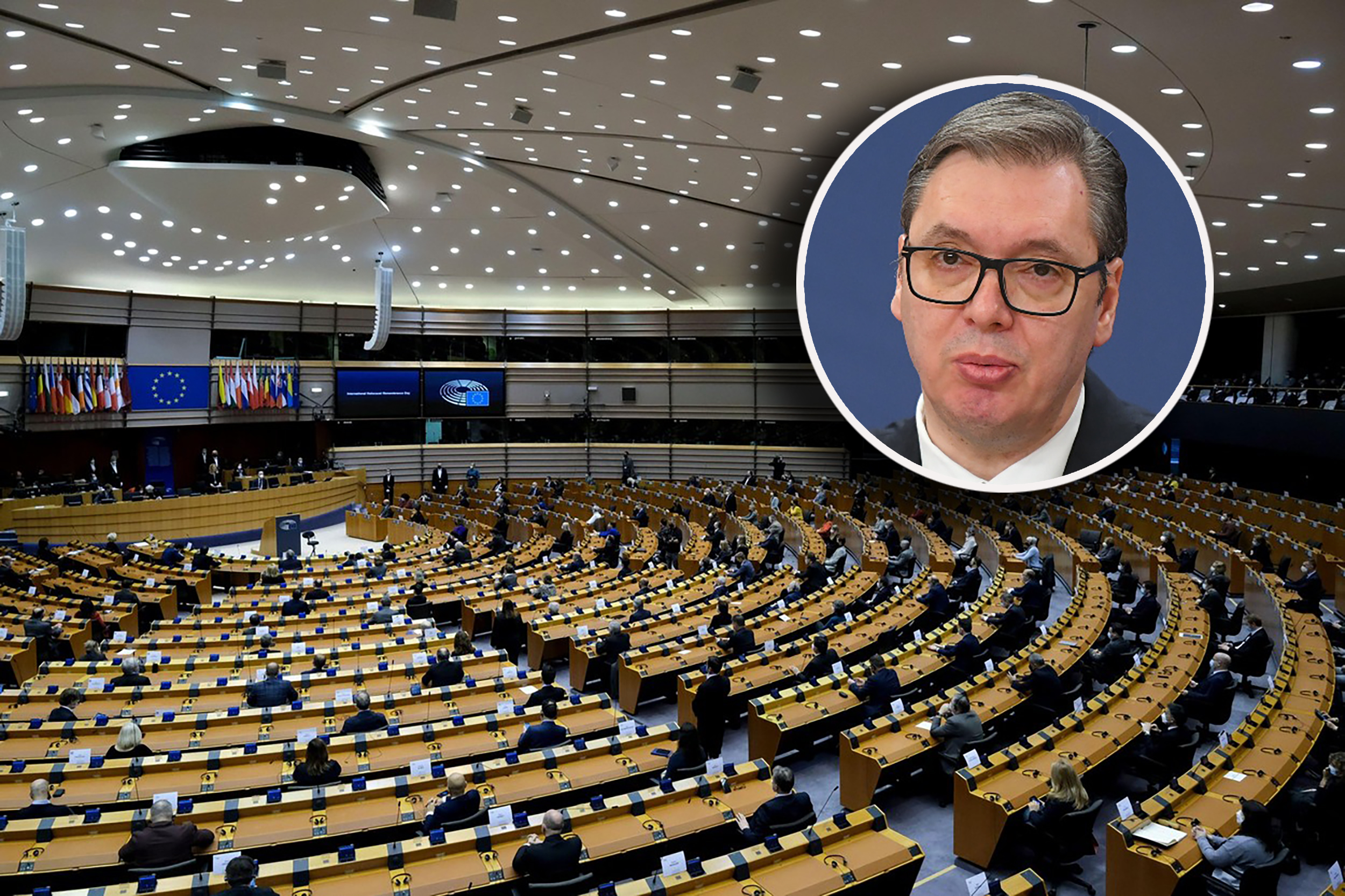 Brussels, Belgium. 27th Jan, 2022. A general view of a special plenary session to mark Holocaust Memorial Day, at the European Parliament in Brussels, Belgium January 27, 2022. Credit: ALEXANDROS MICHAILIDIS/Alamy Live News
