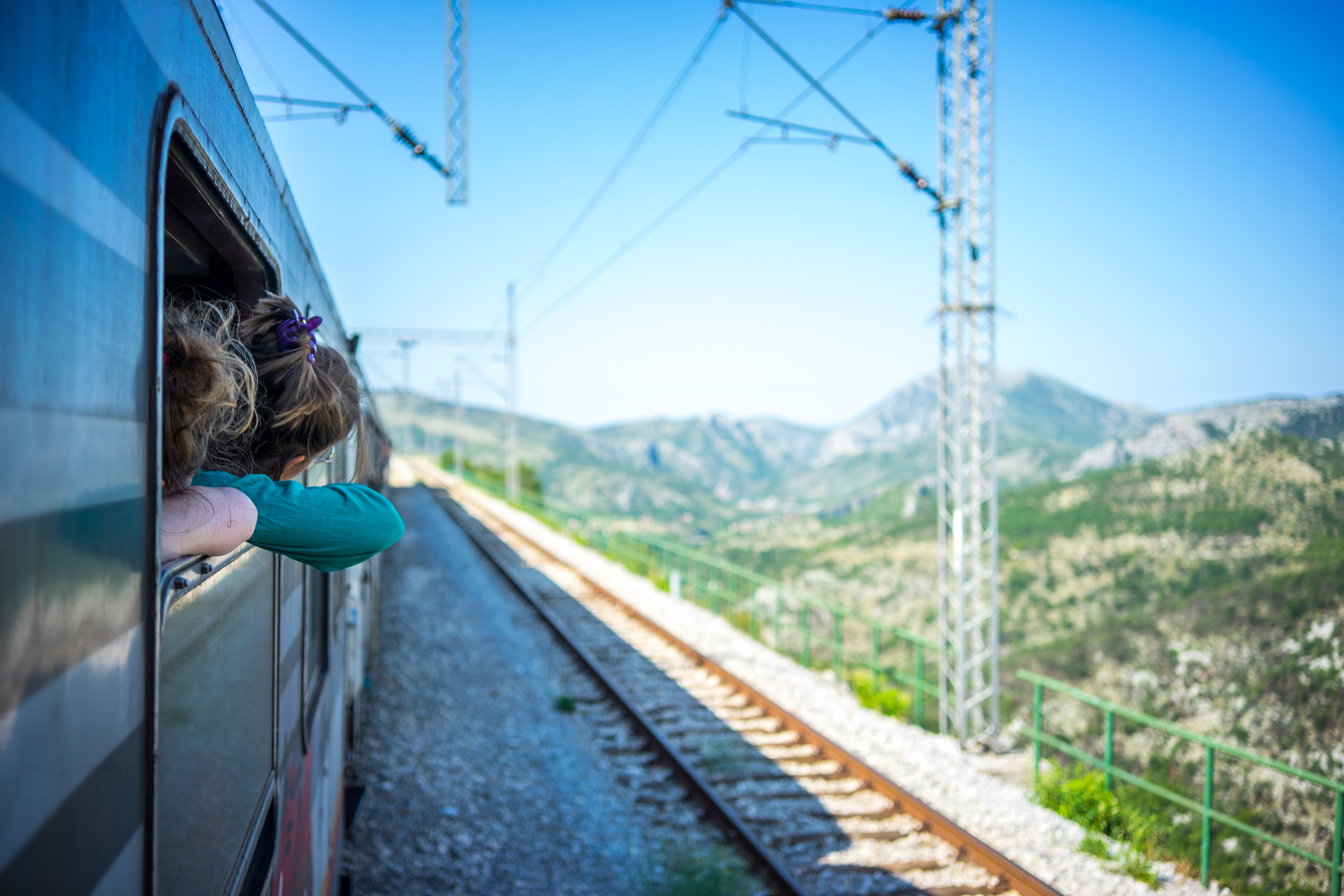 Two,Beautiful,Young,Girls,Traveling,By,Train.,Train,Friendship.,Montenegro
