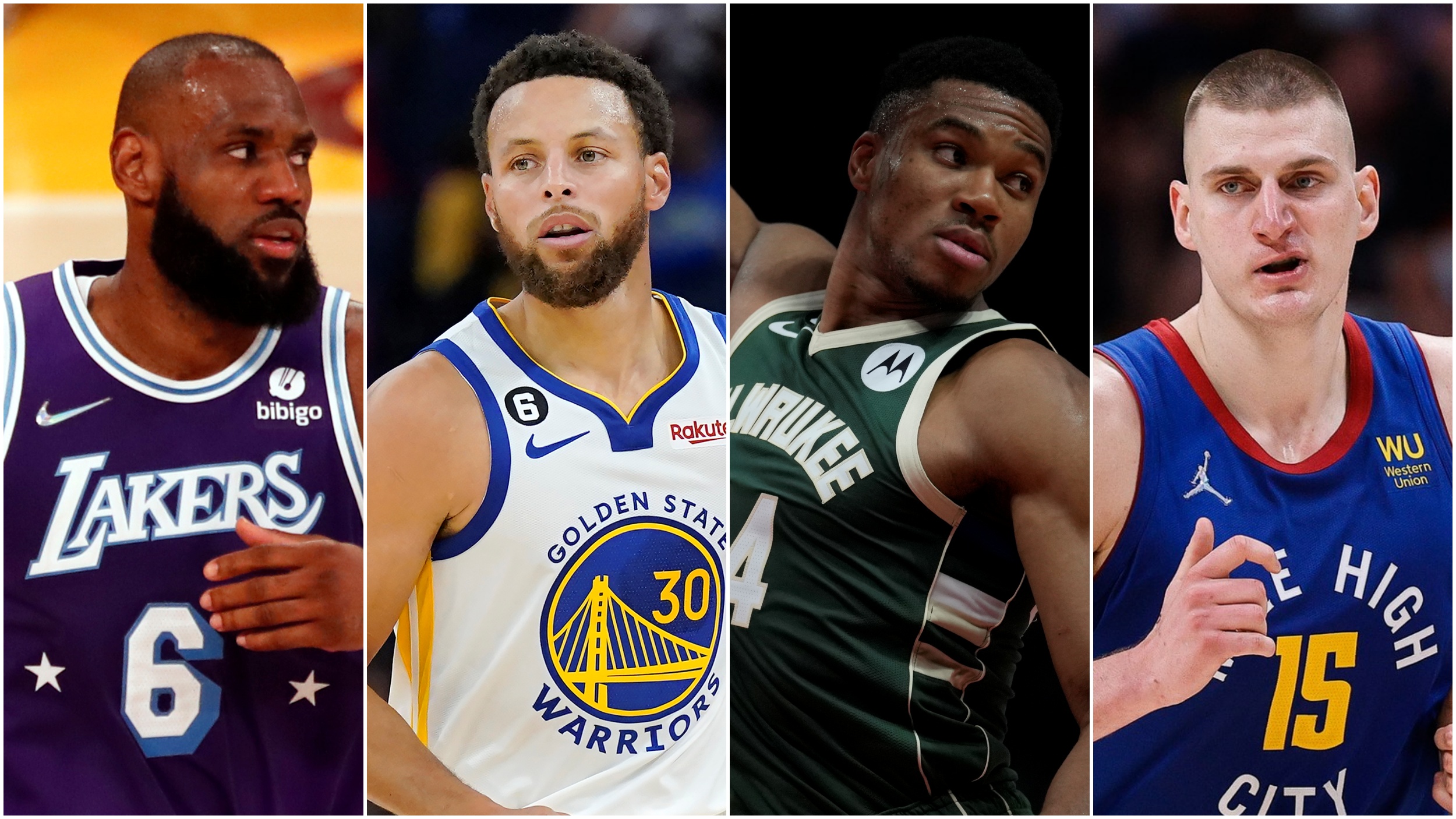 Lebron James, Steph Curry,  Giannis Antetokounmpo, Nikola Jokić.