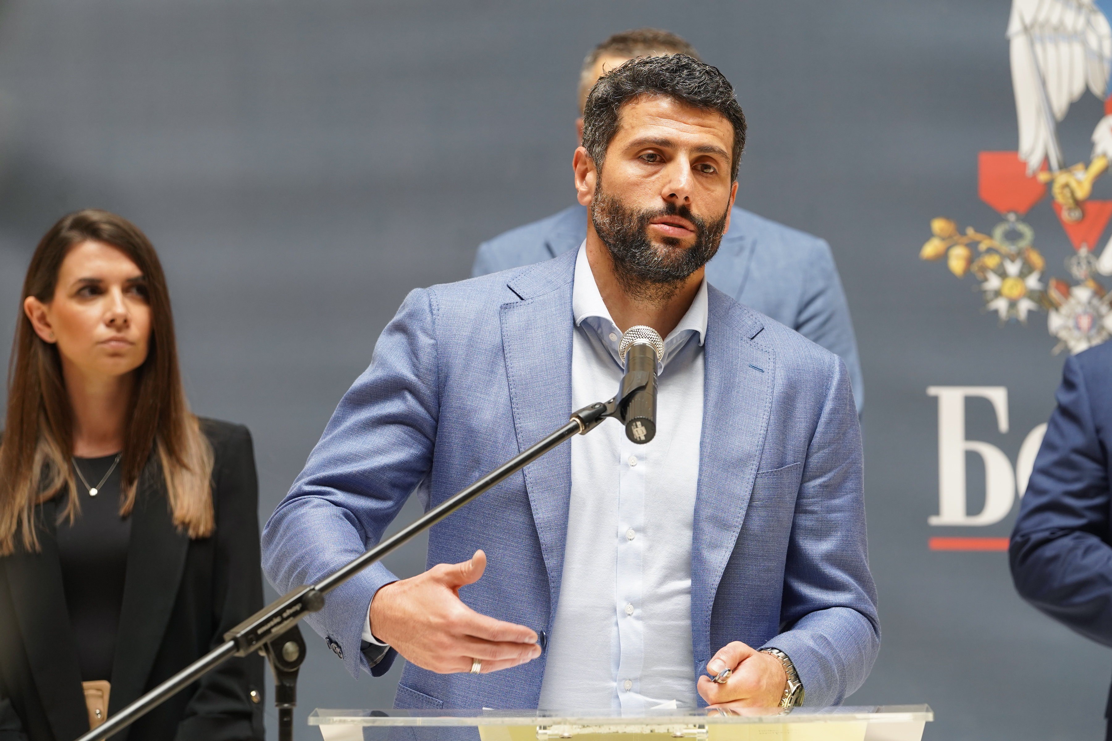 Beograd, 1. jula 2022 - Gradonacelnik Beograda Aleksandar Sapic predstavice svoje pomocnike i oblasti za koje ce oni biti zaduzeni. FOTO TANJUG/ DRAGAN KUJUNDZIC/bs