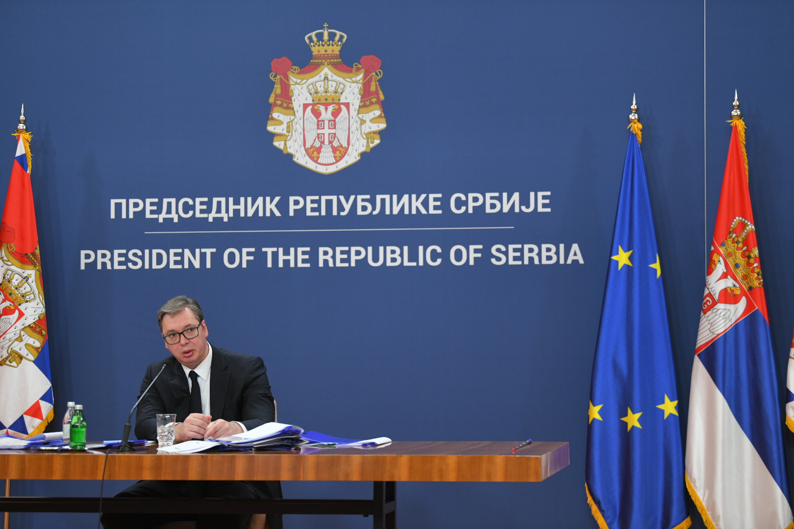 Beograd 06. maj 2022. Palata Srbija, obracanje predsednika Srbije obracanje predsednika Srbije grimasa izraz lica gestikulacija tuzan zabrinut Foto:Nemanja Jovanović/Nova.rs