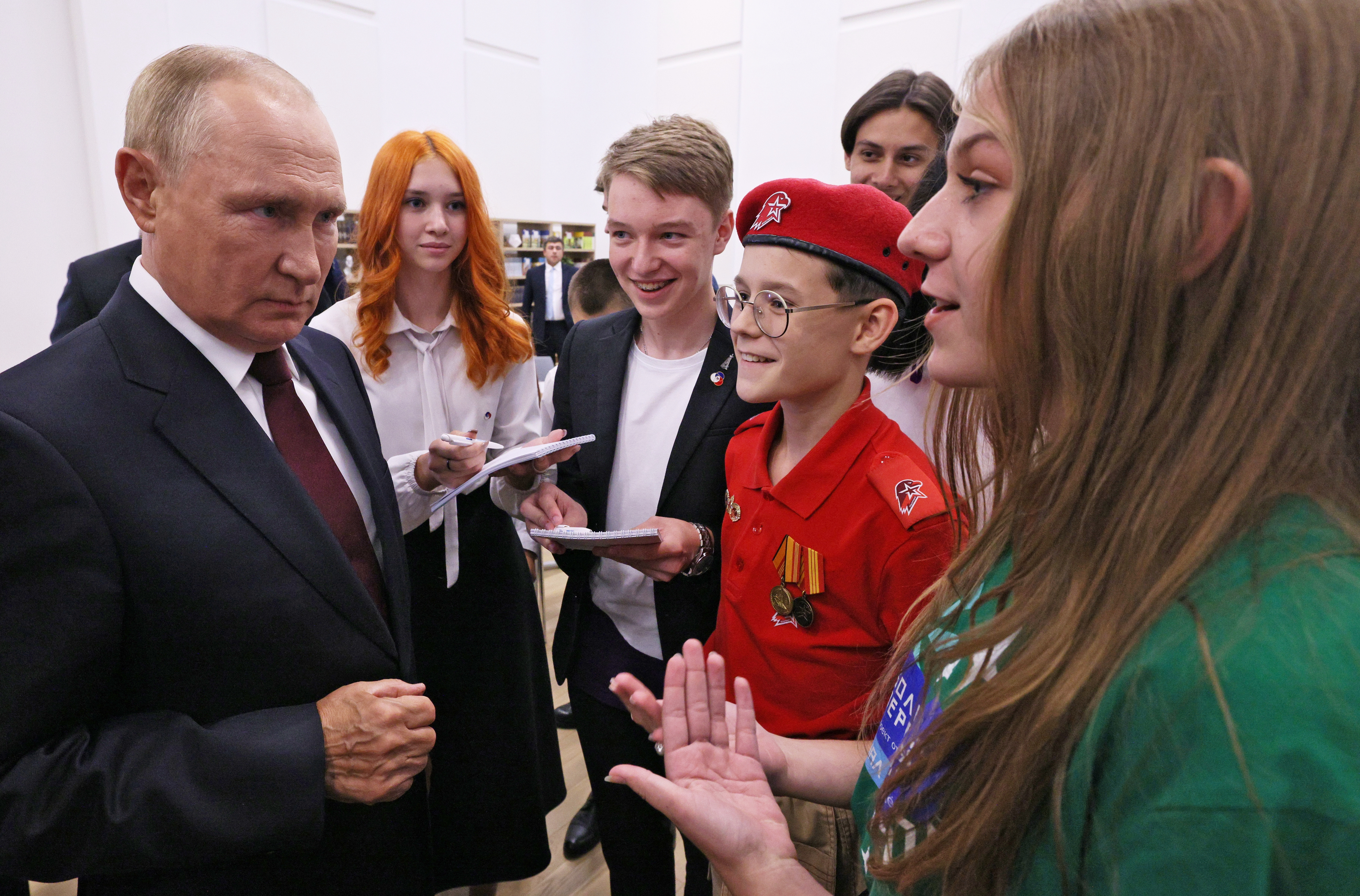 Russian President Vladimir Putin holds an open lesson in Kaliningrad