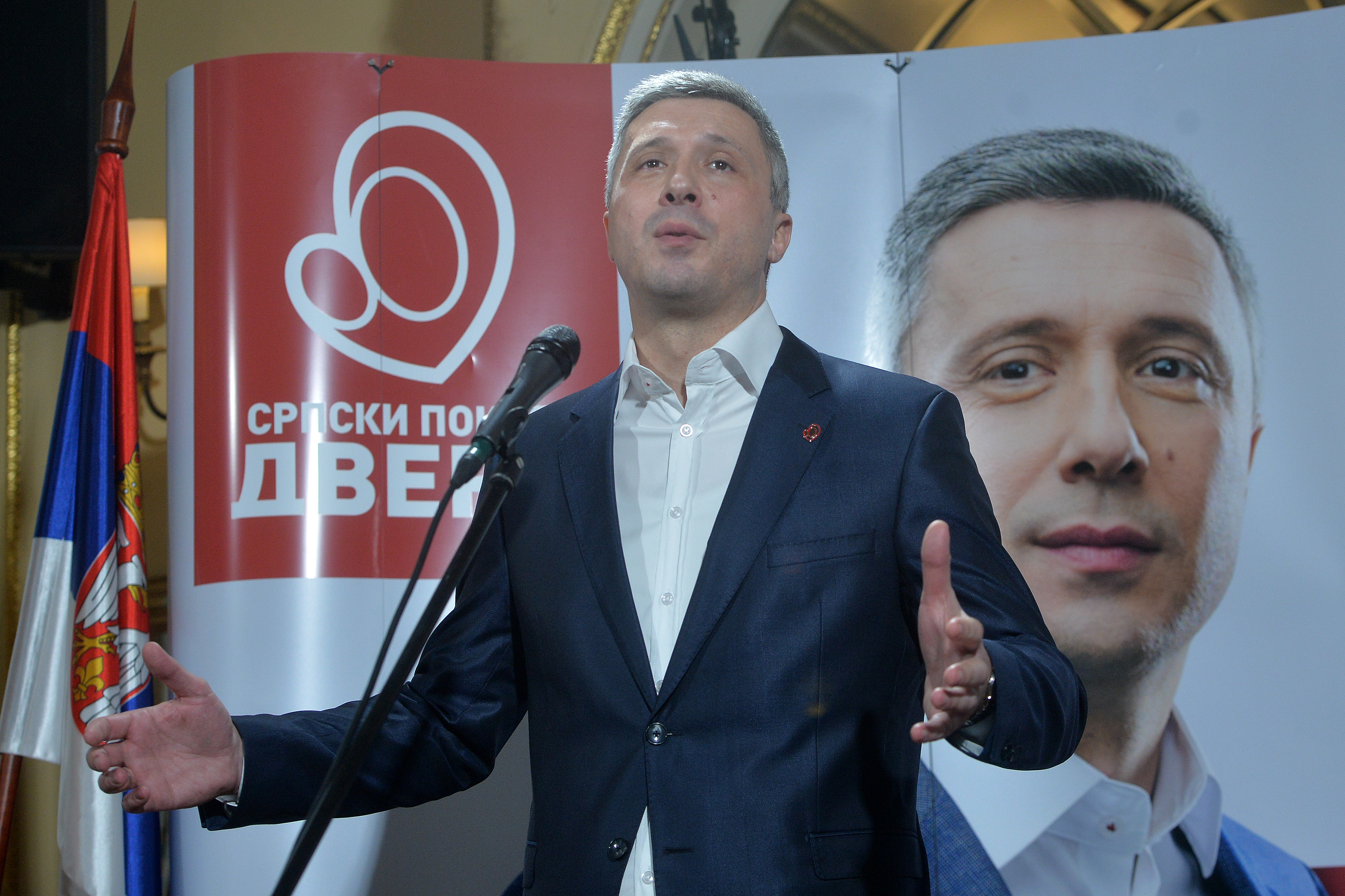 Beograd, 27. januara 2022 - Srpski pokret Dveri danas obelezava Slavu Svetog Savu. Lider pokreta Dveri Bosko Obradovic "zvanicno je obnarodovao kandidaturu za predsednicke izbore u ime Patriotskog bloka". FOTO TANJUG/ ZORAN ZESTIC/bs
