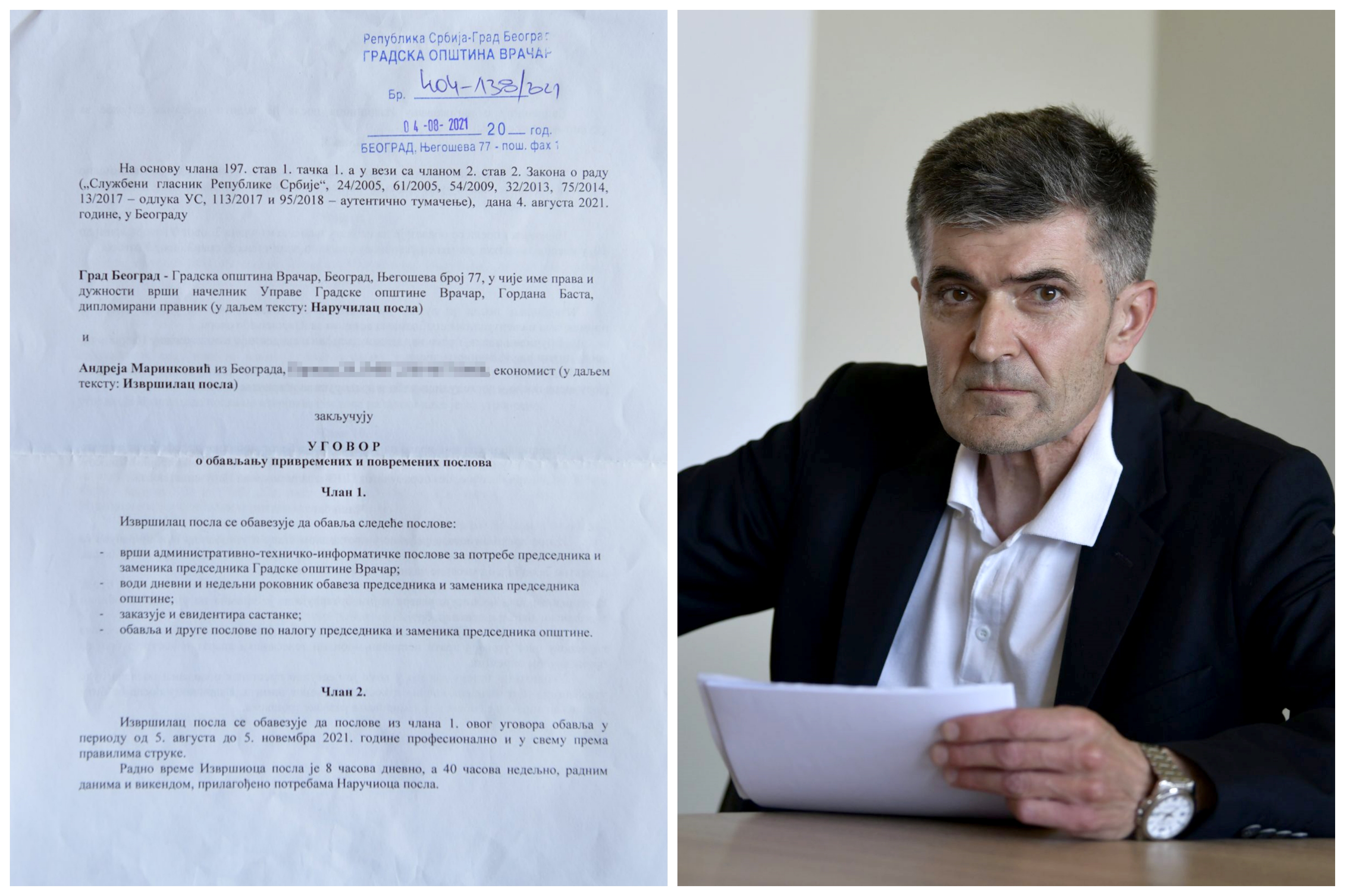 sns covek koji prica protiv sns-a ugovor andreja marinkovic