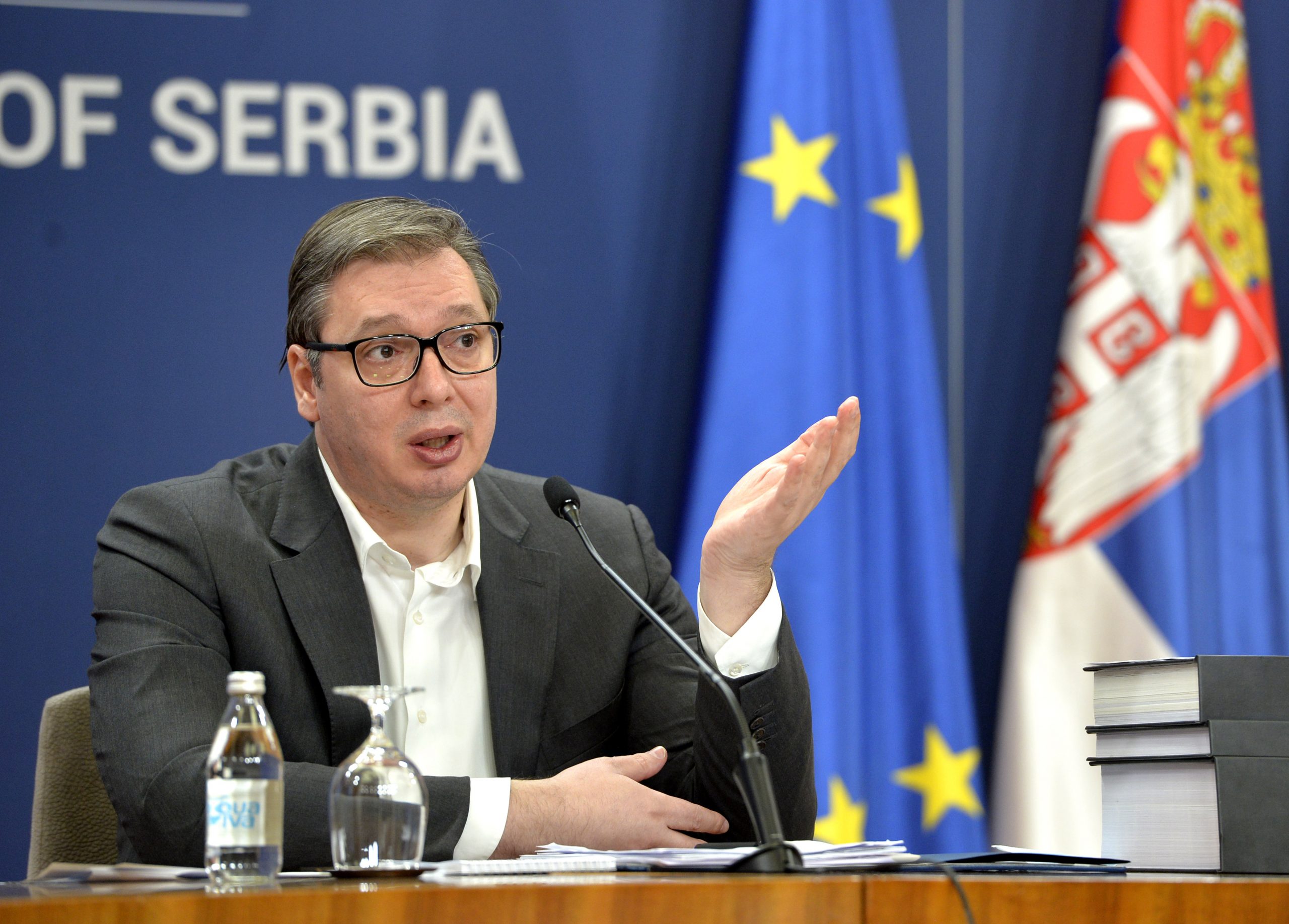 Beograd, 6. marta 2021. - Sednica Saveta za nacionalnu bezbednost, kojom je predsedavao predsednik Srbije Aleksandar Vucic odrzana je u Palati Srbija. Posle sednice predsednik se obratio medijima. FOTO TANJUG/ RADE PRELIC/ bg