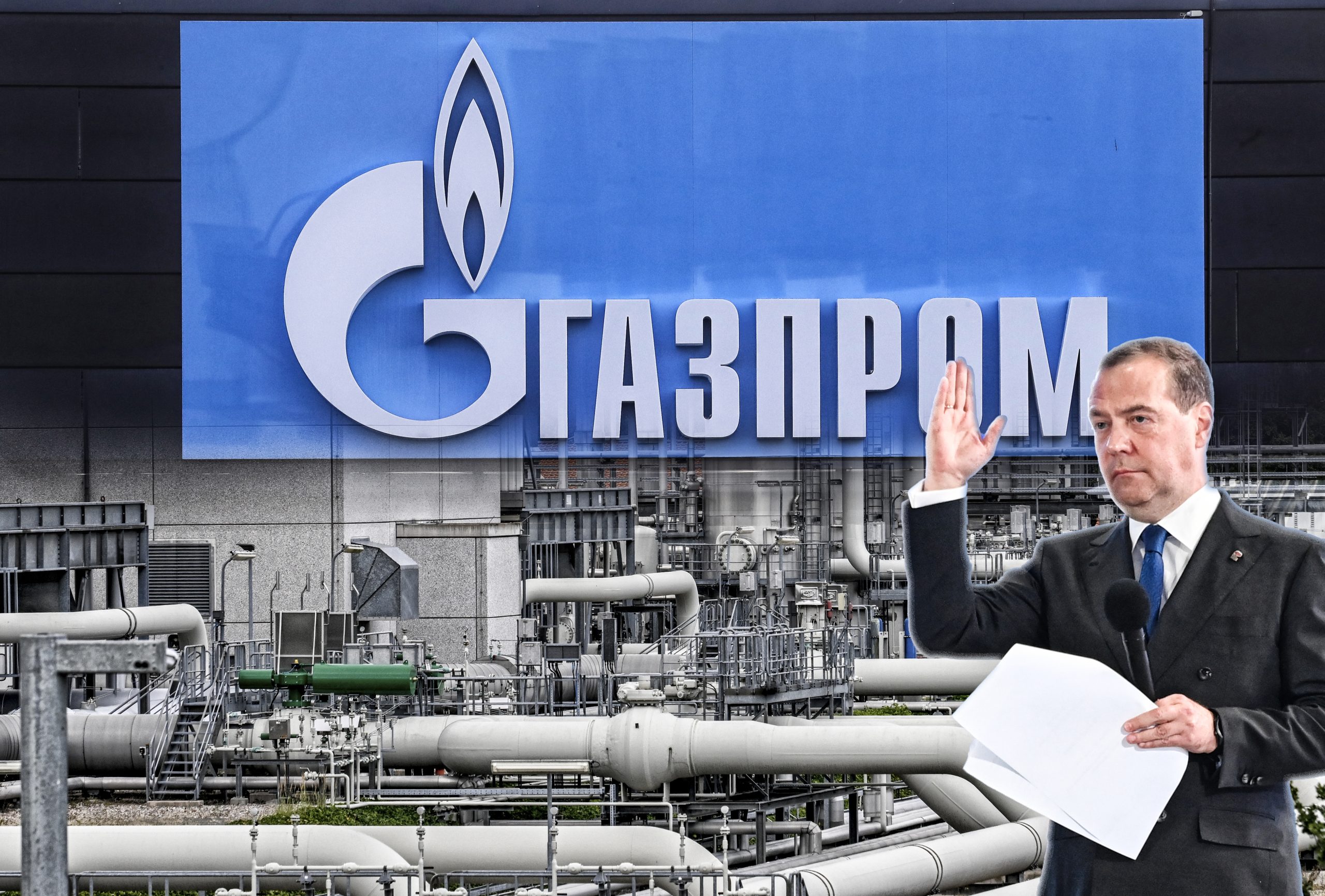 epa10083539 A Gazprom office in St. Petersburg, Russia, 21 July 2022. Gas deliveries through Russia-Germany pipeline Nord Stream 1 resumed on 21 July following a scheduled 10-days maintenance pause.  EPA-EFE/ANATOLY MALTSEV