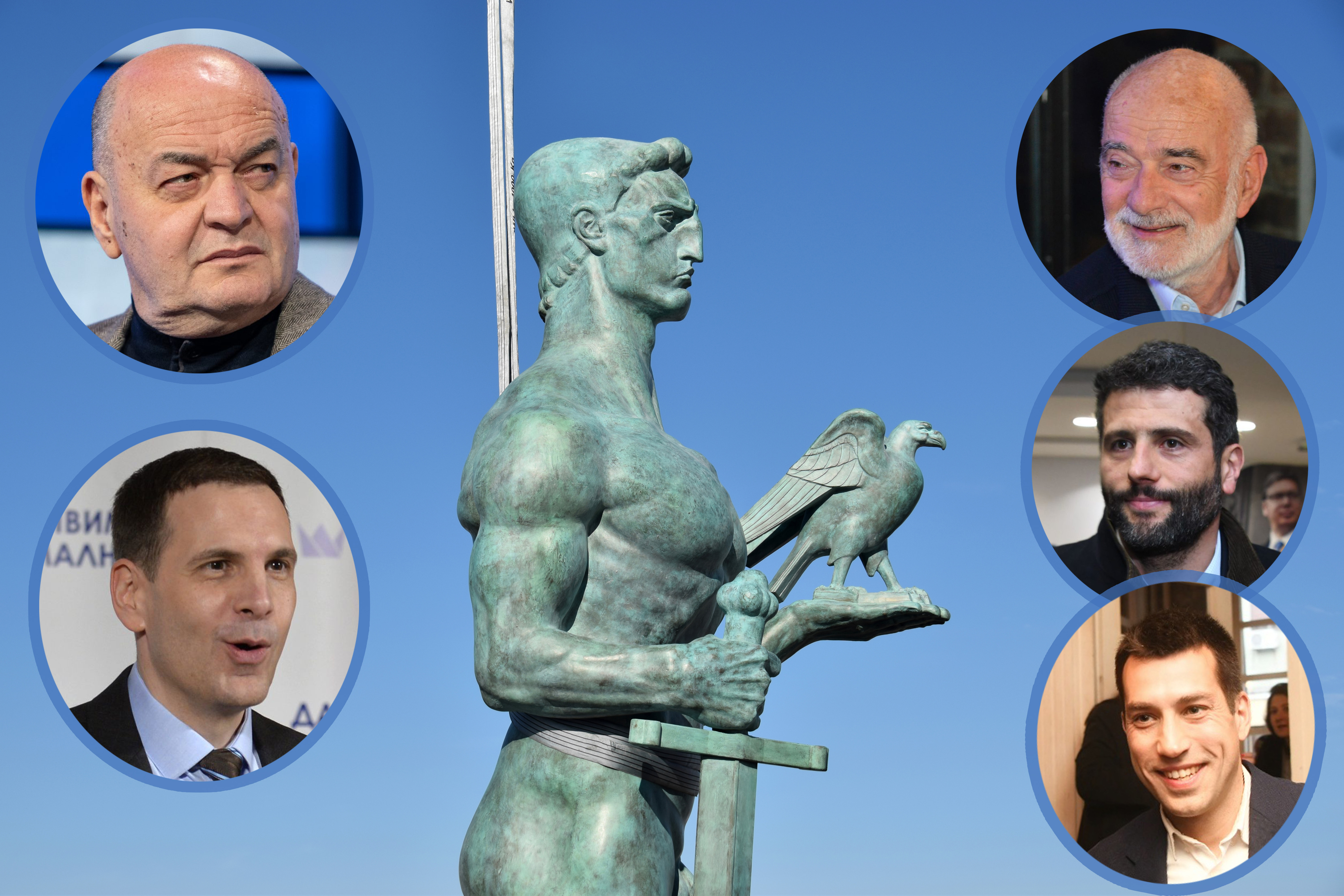 Pobednik Sapic Jankovic Jovanovic Veselinovic Vujosevic Belgrade, Serbia / Republic of Serbia - February, 13th, 2020.: Kalemegdan, A monument the Victor (Pobednik)  placed after restoration.