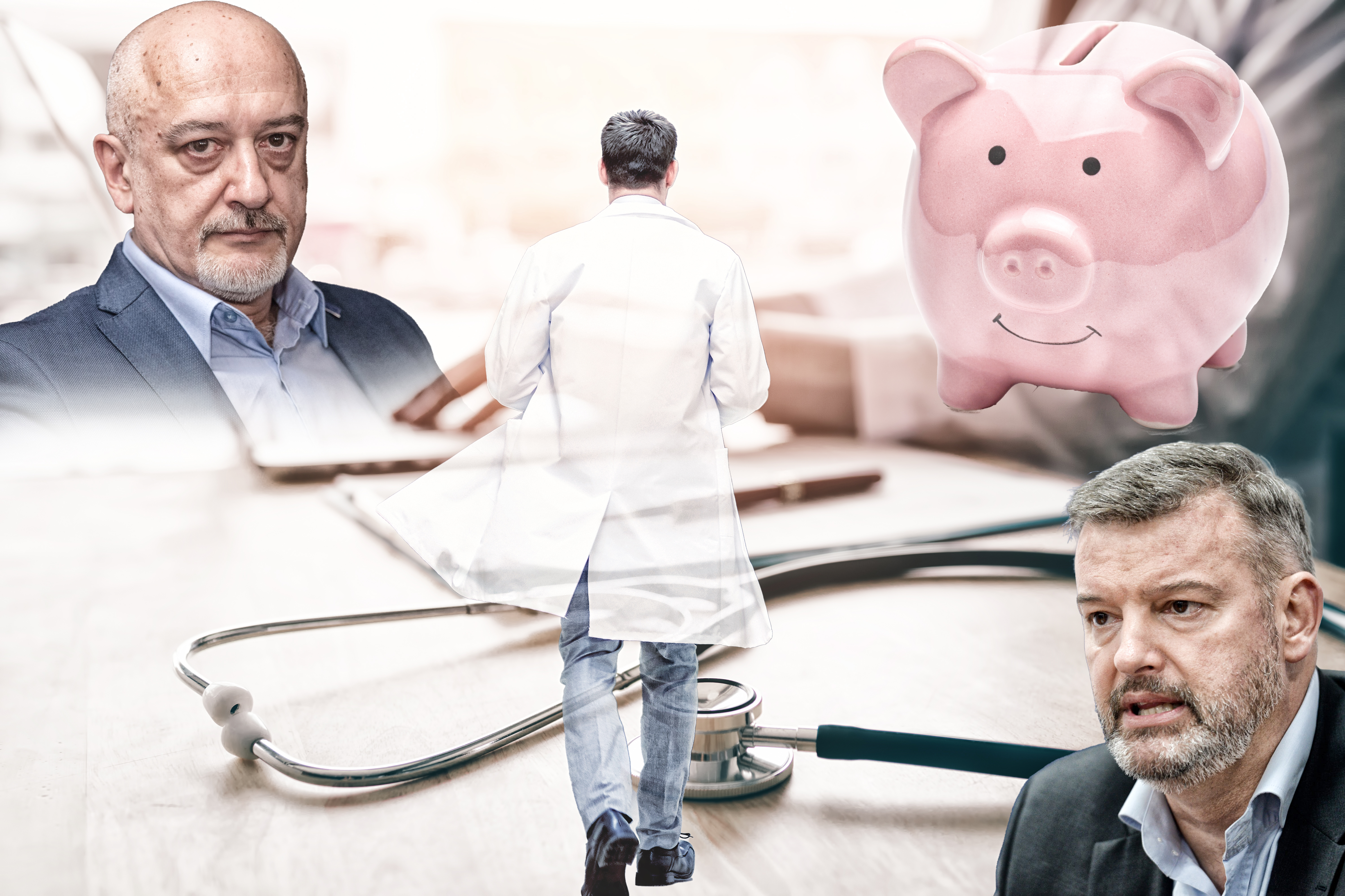 Stethoscope,And,Background,Doctor,Using,Laptop,At,Desk,In,Clinic