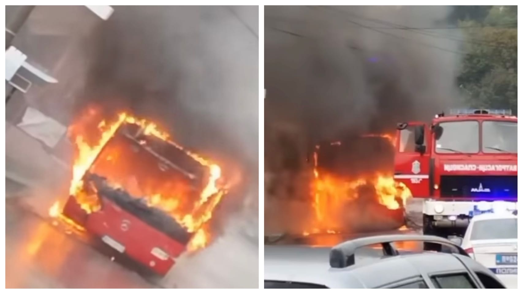 Ripanj, izgoreo autobus, gsp autobus u plamenu, požar, vatrogasci Foto: Stranka slobode i pravde