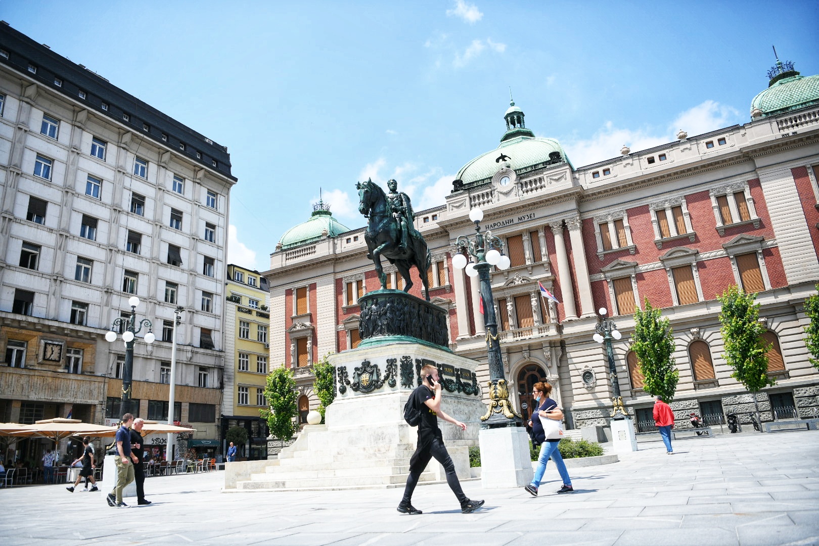 Beograd 10. jun 2020. Rekonstruisan spomenik Knez Mihailo na konju, Trg republike Foto:Vesna Lalić/Nova.rs
