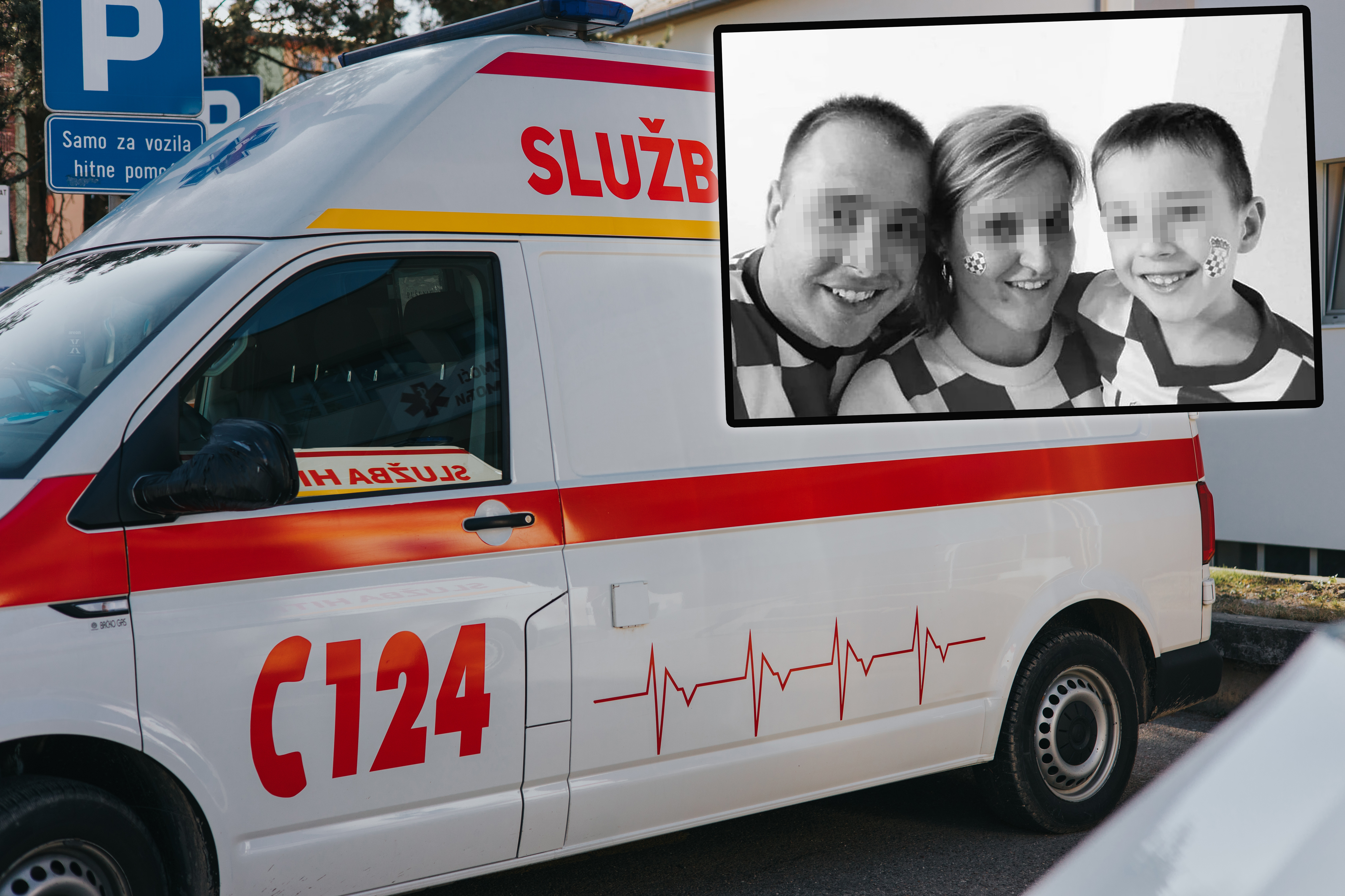 BRCKO DISTRICT, BOSNIA AND HERZEGOVINA - Feb 18, 2022: A closeup of an ambulance car in front of emergency center