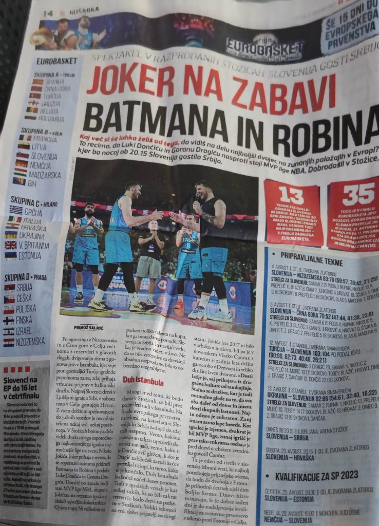 Slovenija Srbija košarka novine prijateljska utakmica