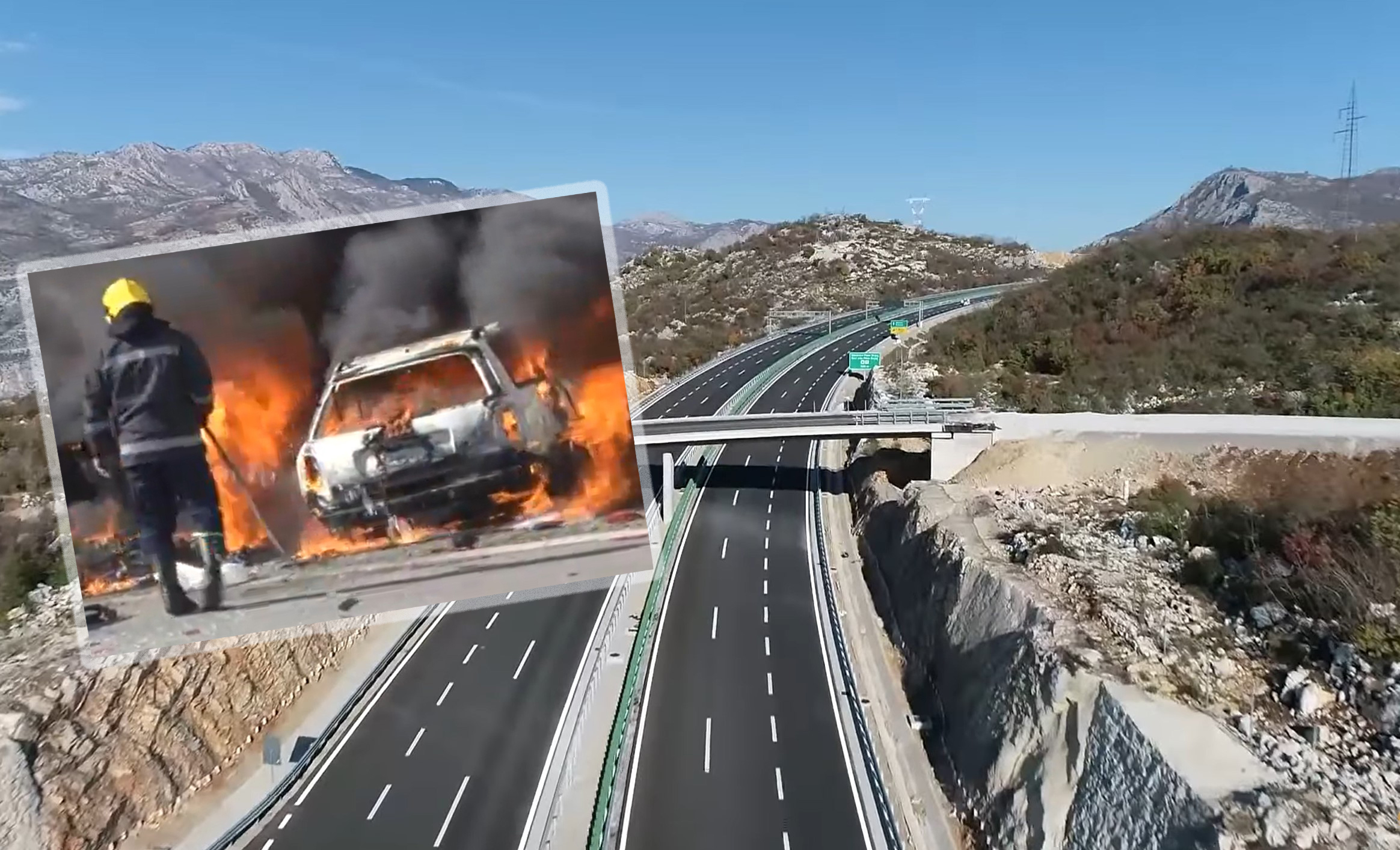 Crna Gora novi autoput zapaljen automobil