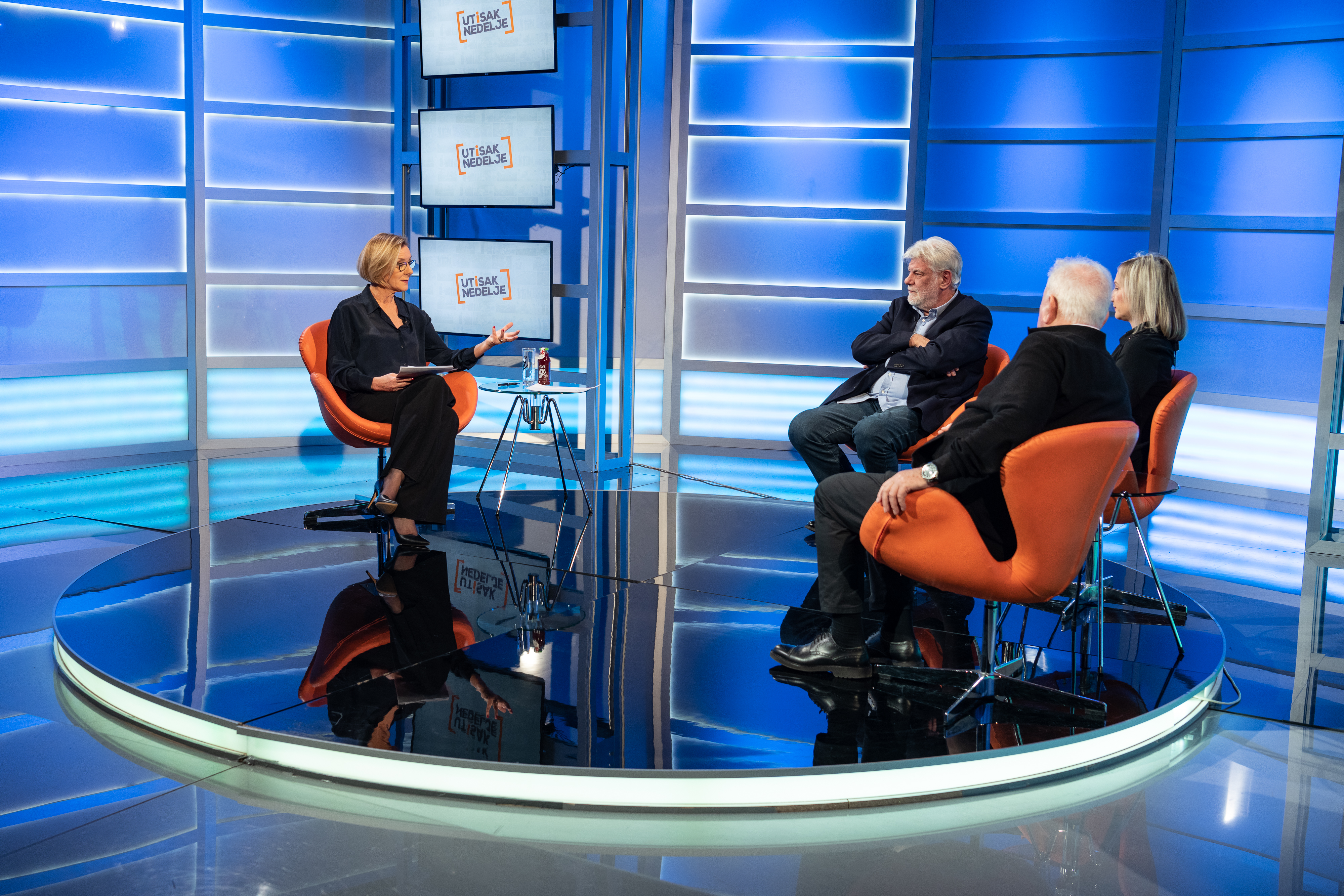 Beograd 06.03.2022. Olja Bećković, Zoran Drakulić, Jelena Žarković i Miodrag Zec. Emisija Utisak nedelje Foto: Ivan Dinić/Nova S
