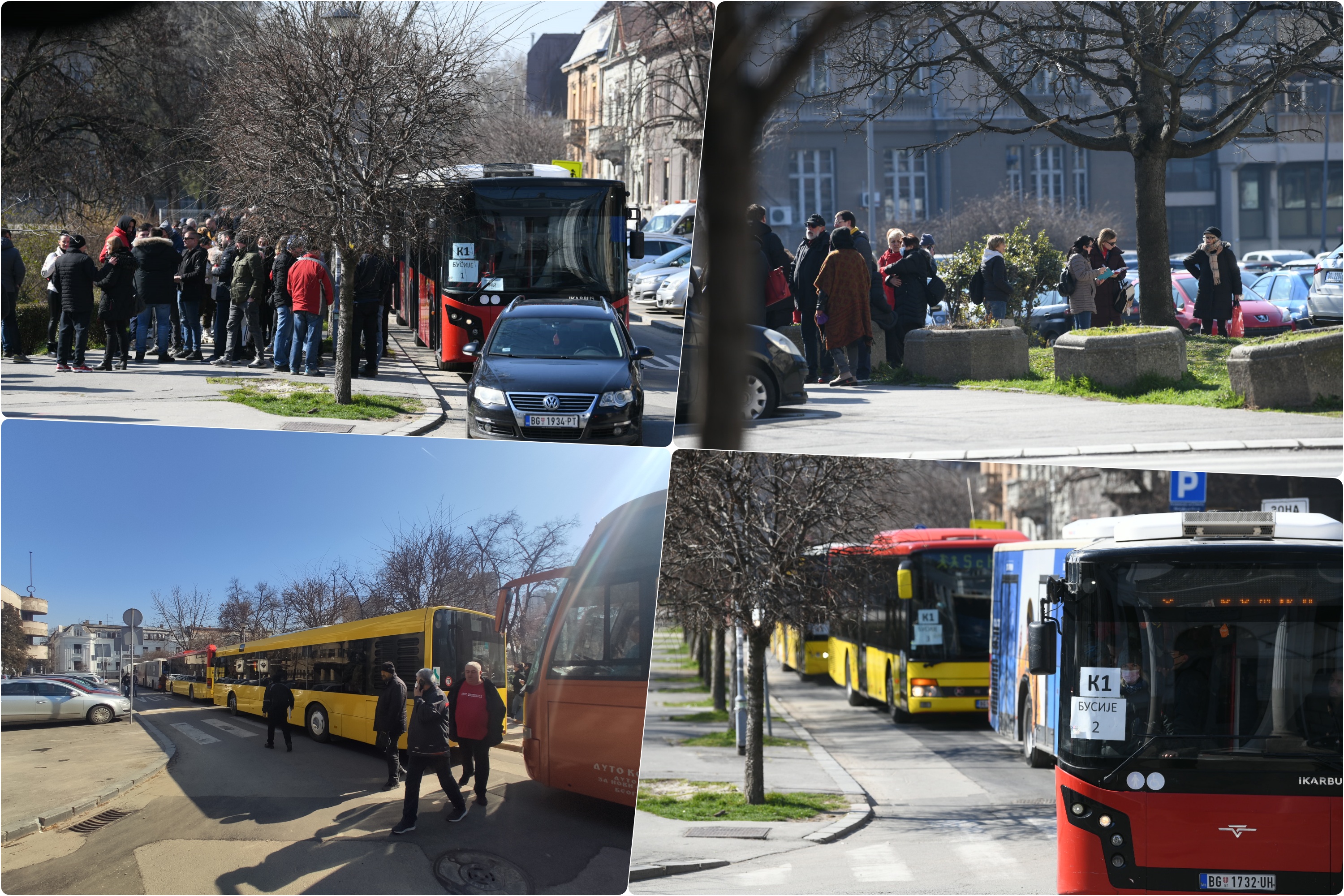 Beograd 12. mart 2022. Simpatizeri pristalice SNS Srpska napredna stranka pred put u Busije, Zemun, autobusi Foto:Vesna Lalić/Nova.rs