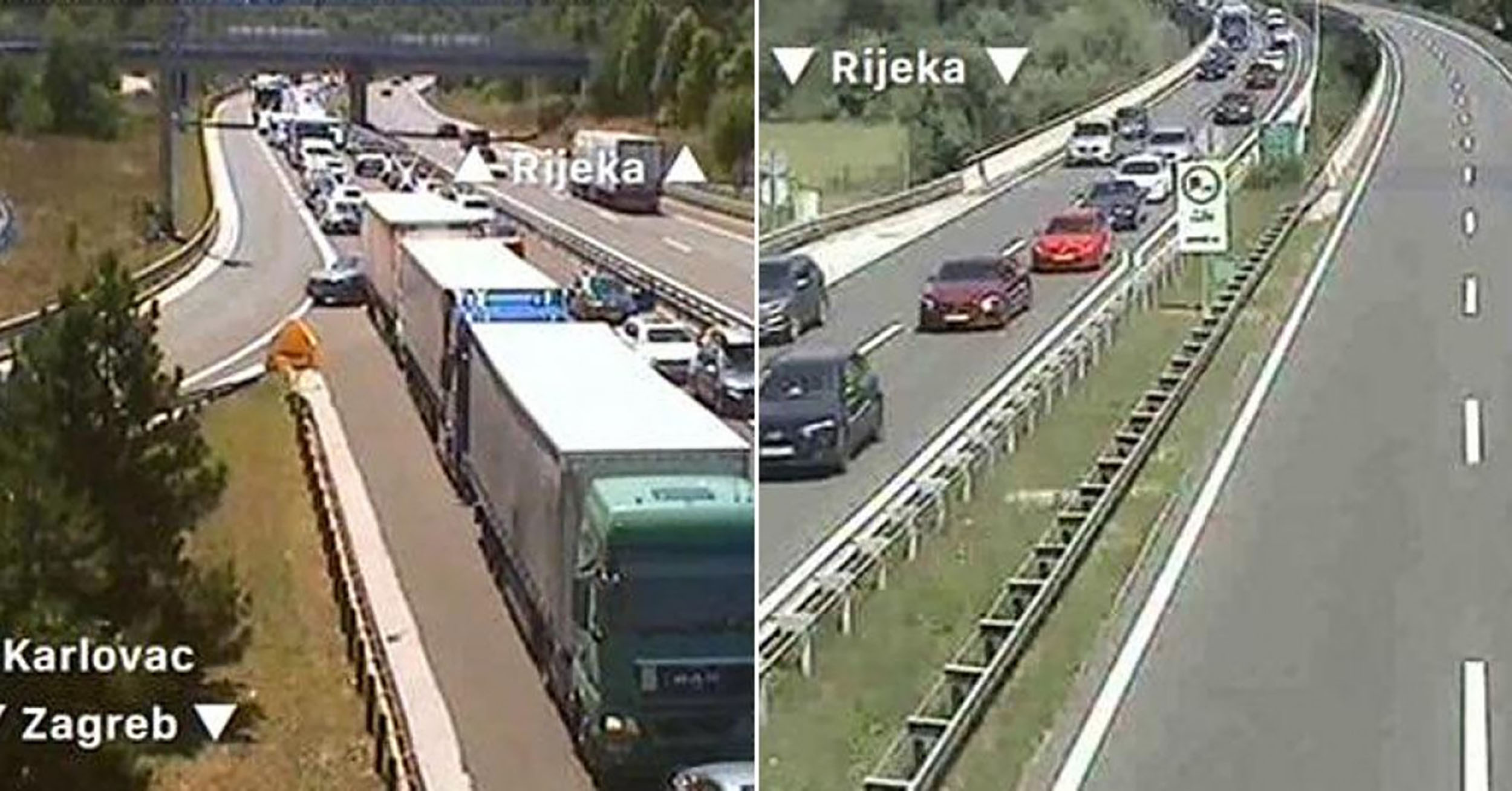 Kolona kod odmorišta Vukova Gorica u smjeru Zagreba i kolona kod mosta Dobra u smjeru Rijeke