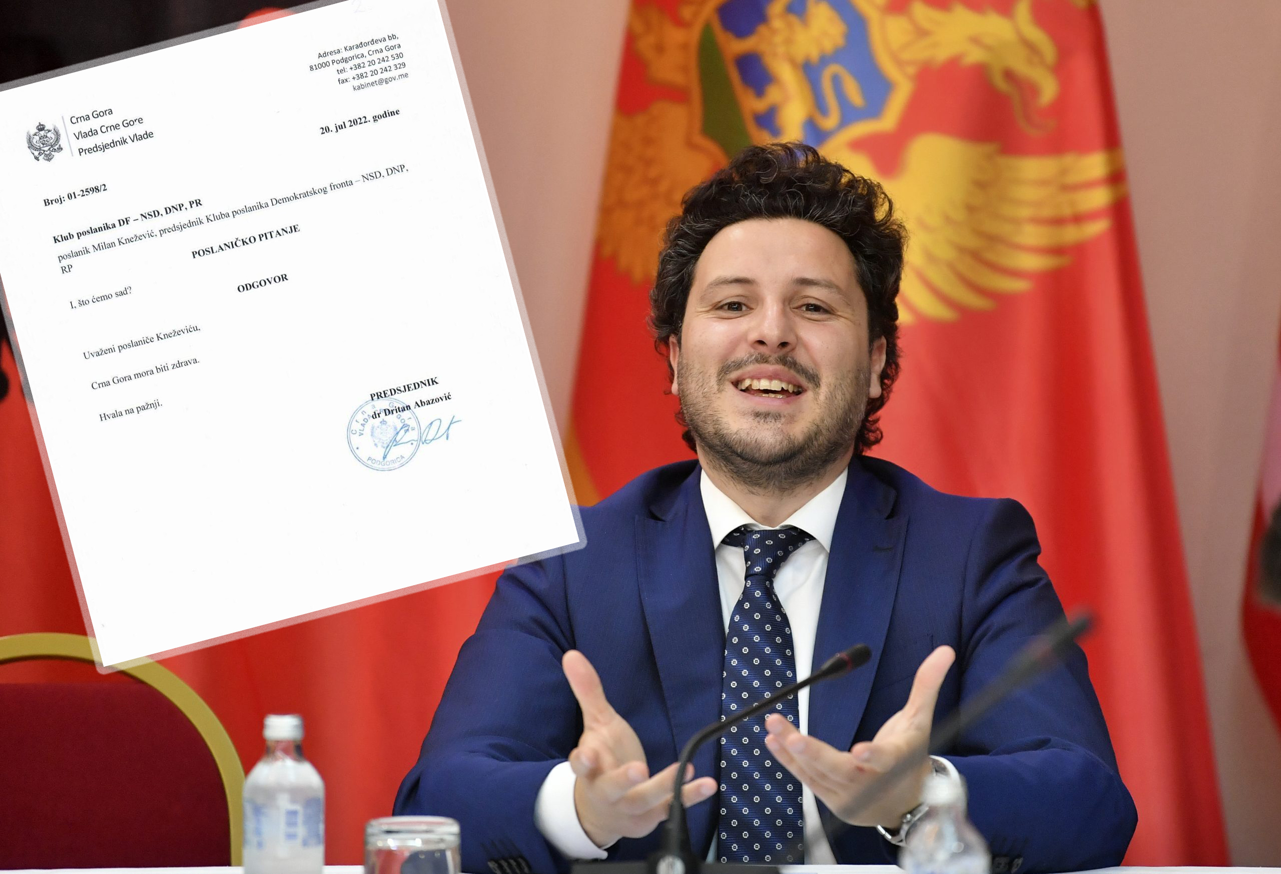 Dritan Abazović, dokument kombo Dritan Abazović Milan Knežević Crna Gora premijerski sat Konstrakta